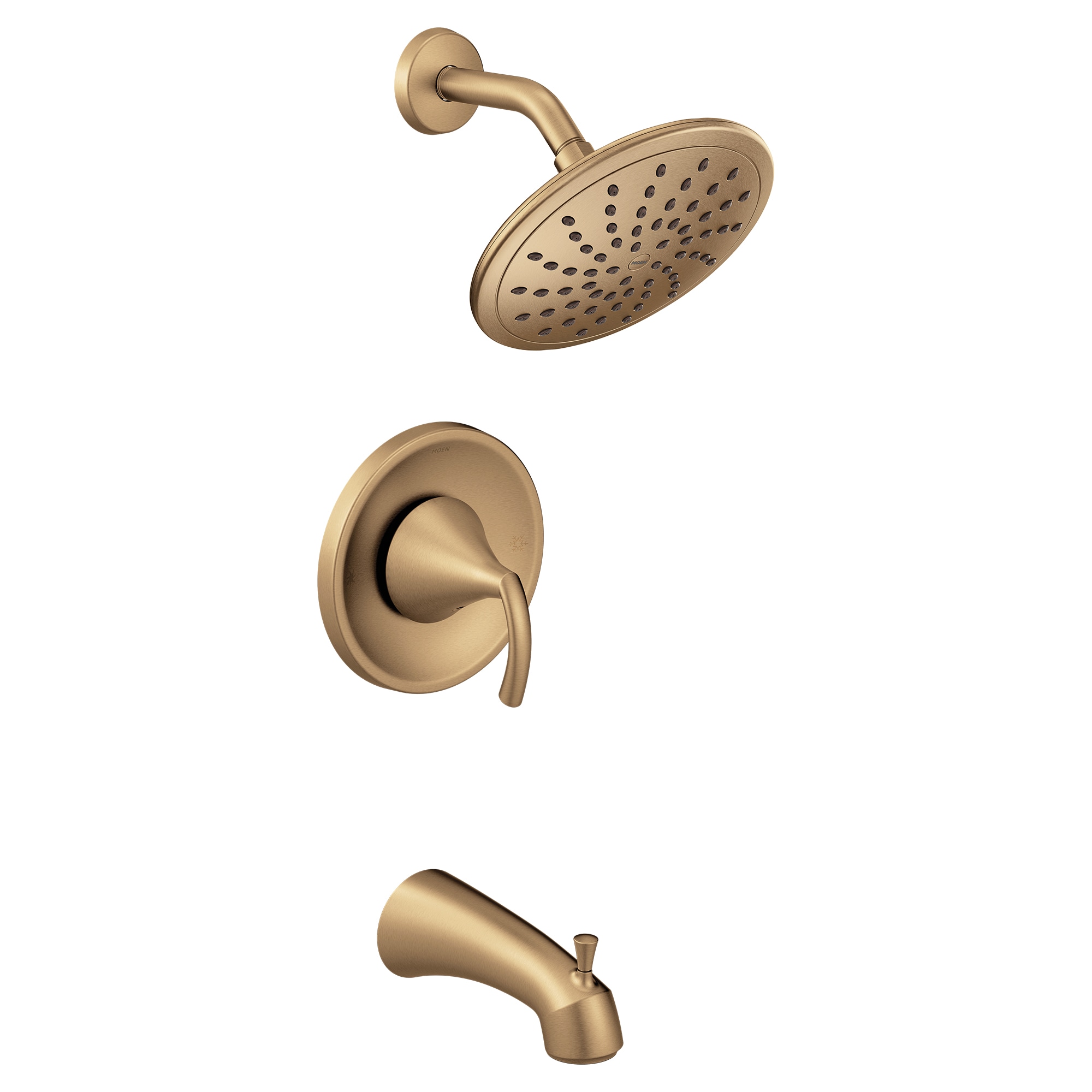 Moen T2843EPBZG Glyde Bronzed Gold 1-handle Single function 8-in Round Bathtub and shower Faucet (Valve Not Included)