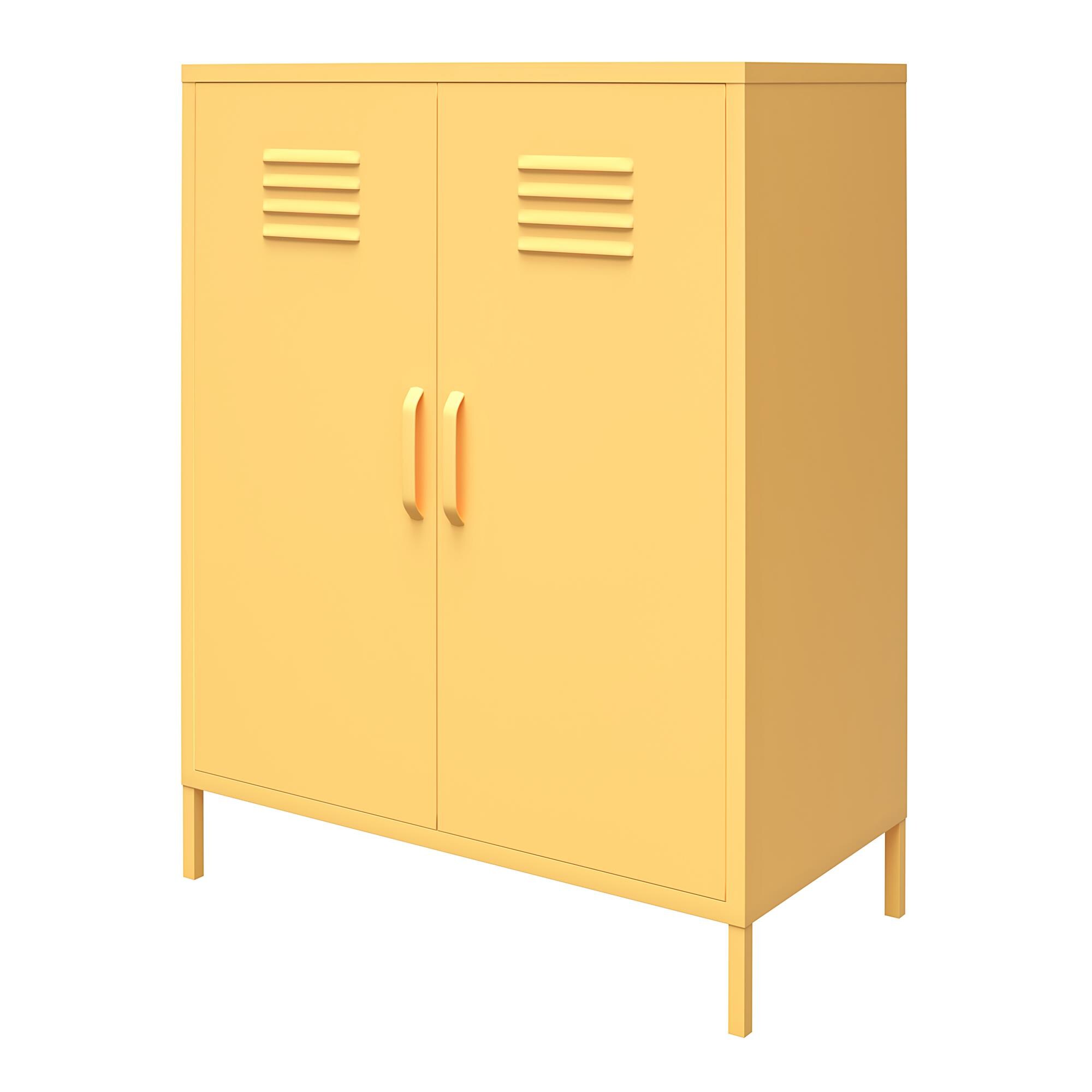 Yellow Metal 2-Door Adjustable Shelf Locker Cabinet