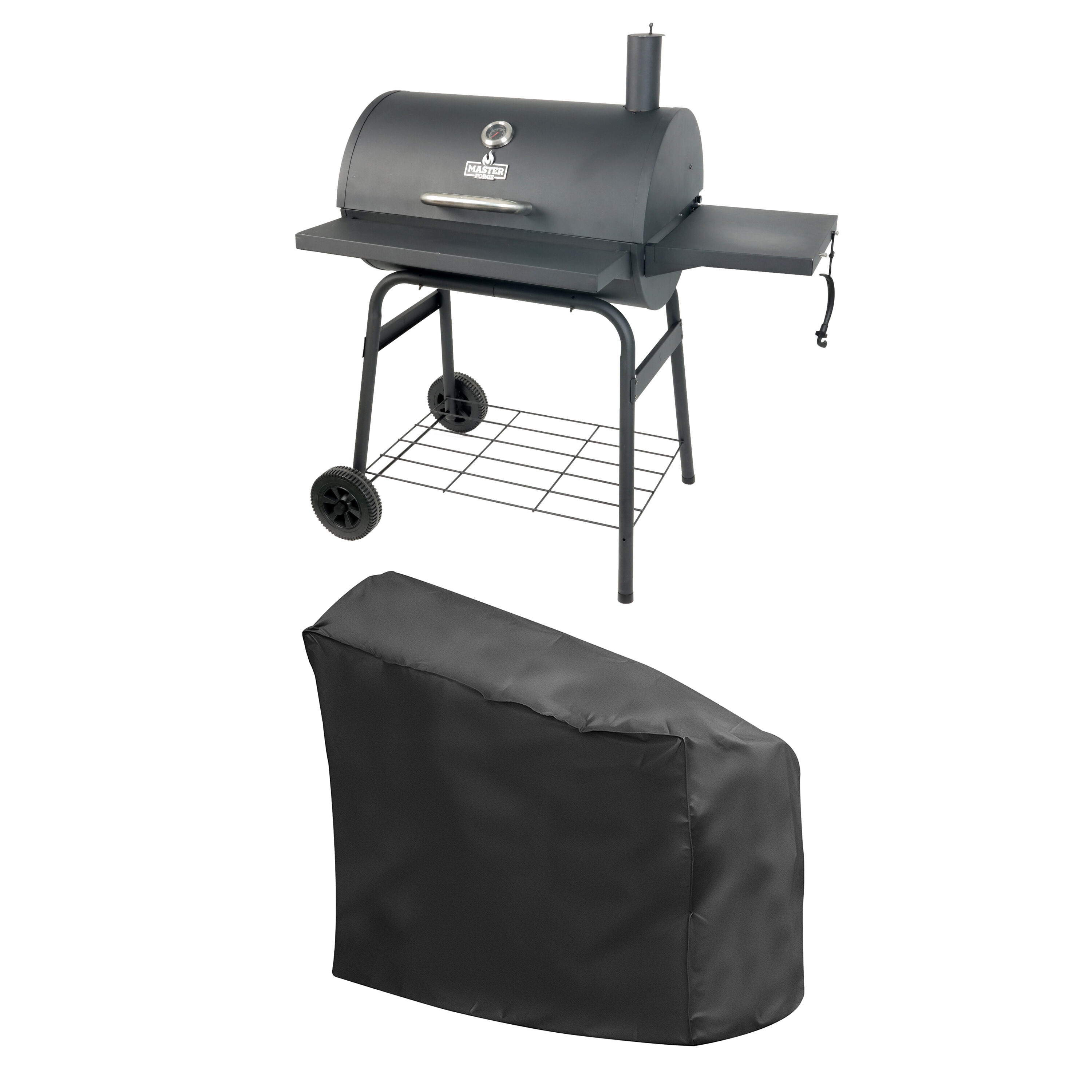 Shop Master Forge Barrel Charcoal Grill with Master Forge Grill