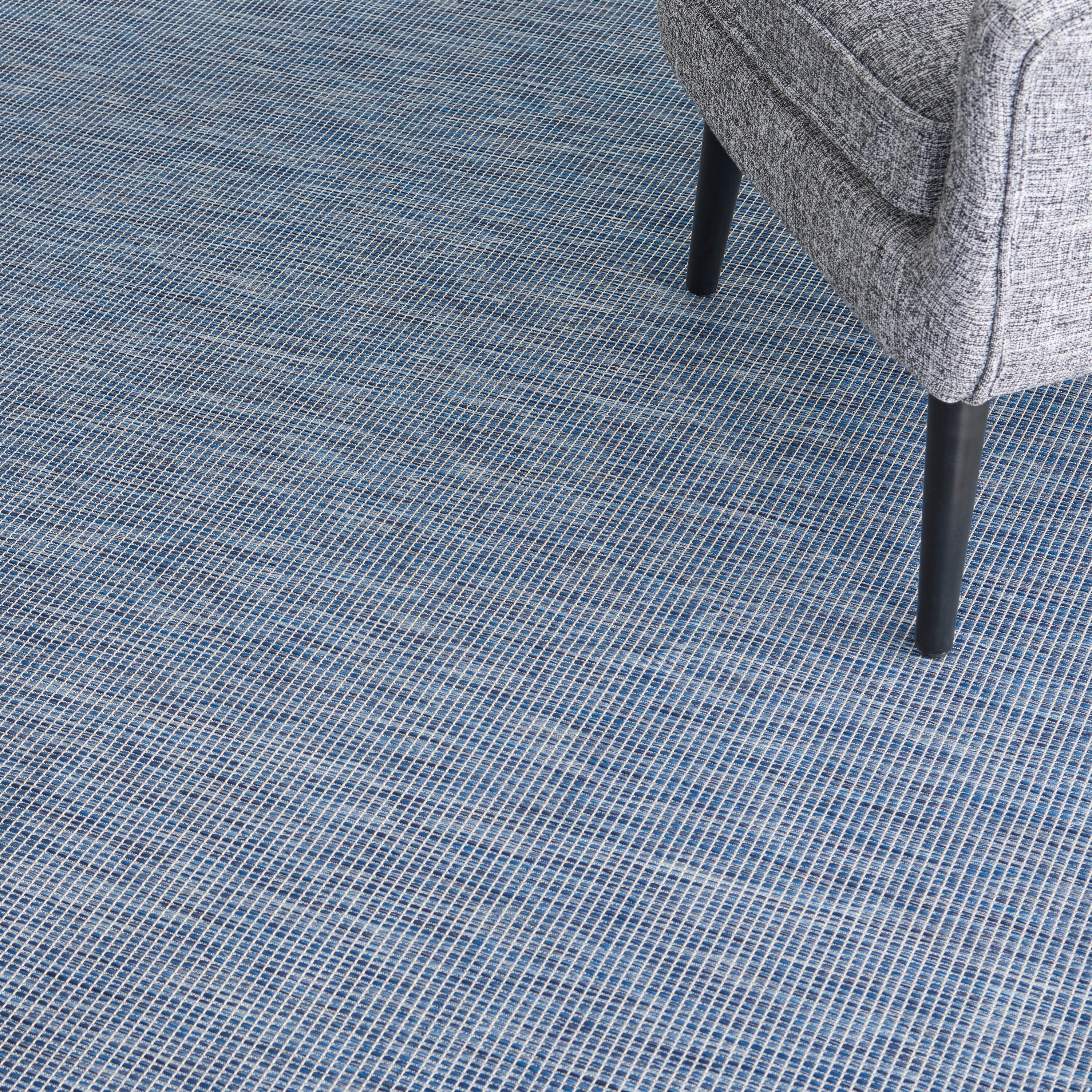 Reversible Easy-Care Navy Blue Synthetic 8' x 10' Area Rug