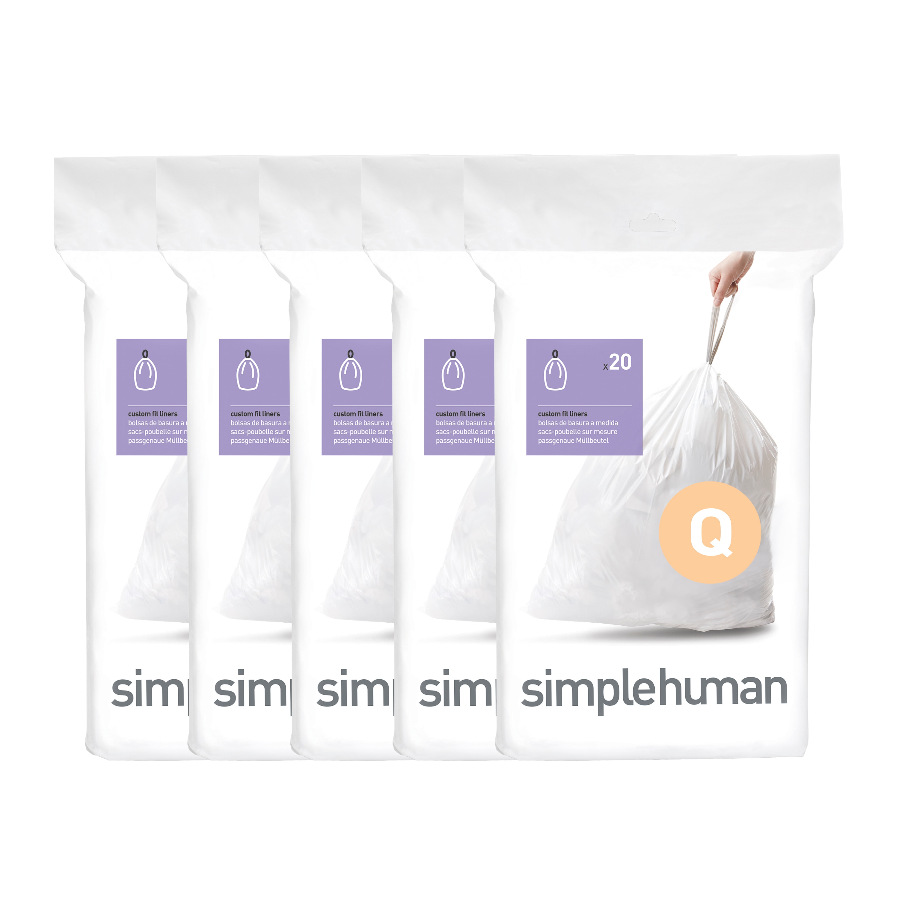 simplehuman 7.93-Gallons White Plastic Can Drawstring Trash Bag