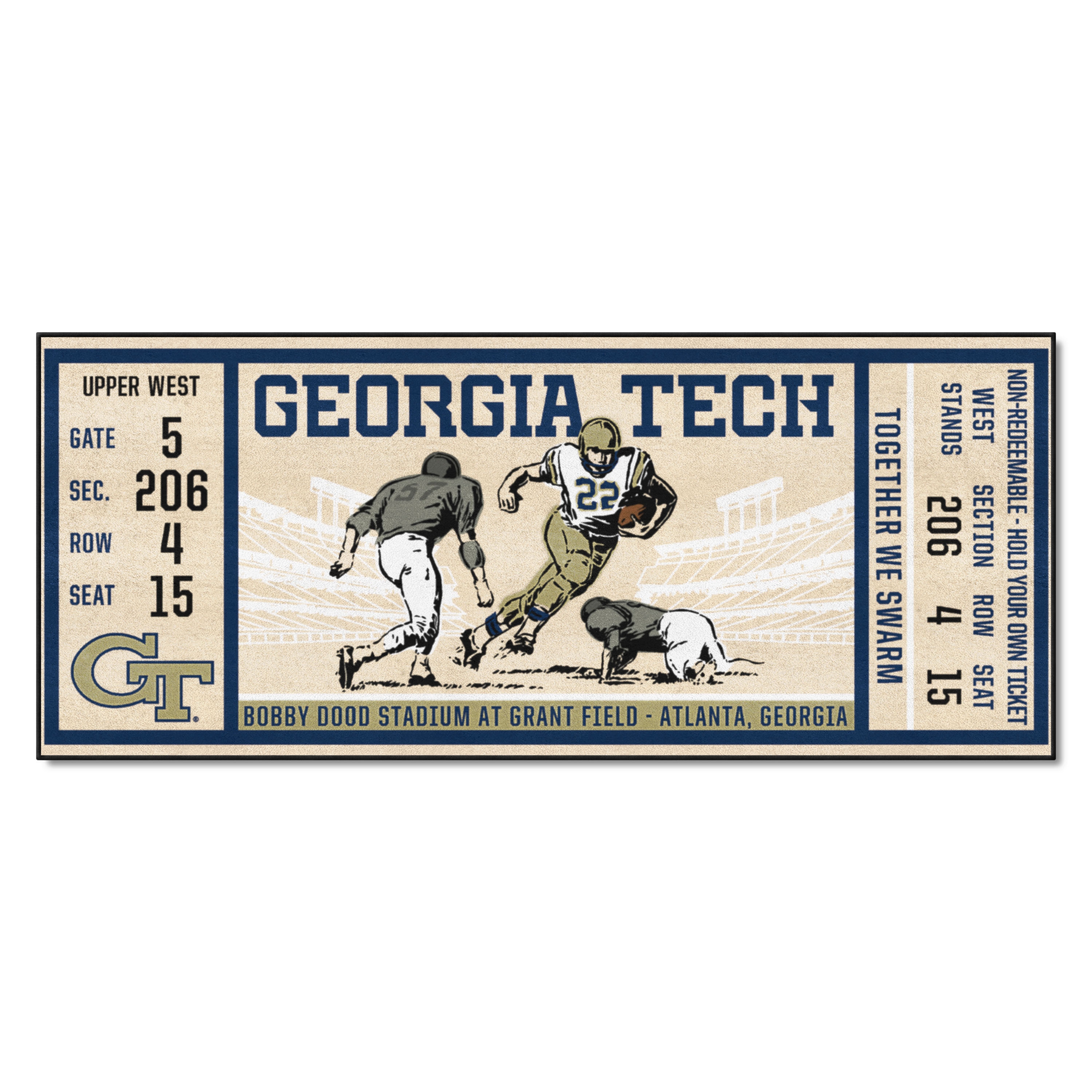 FANMATS 23146 NCAA Ticket Runner 2 x 6 (ft) Tufted Nylon Navy Rectangular Indoor Runner rug