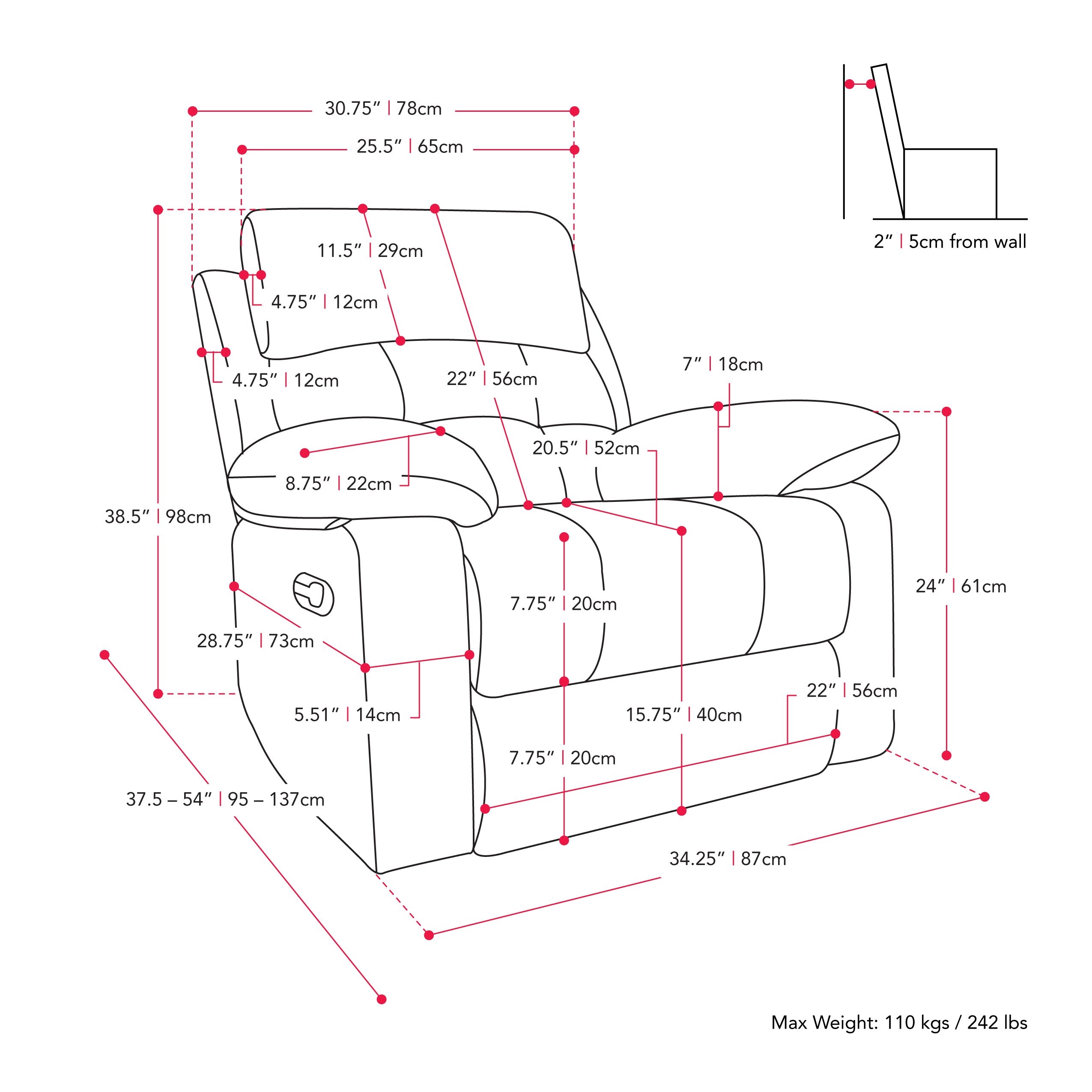 CorLiving Oren Blue Polyester Upholstered Tufted Recliner in the ...