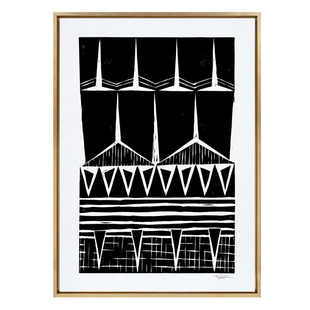 Kate and Laurel 217698 Gold Framed 38-in H x 28-in W Abstract Print on Canvas
