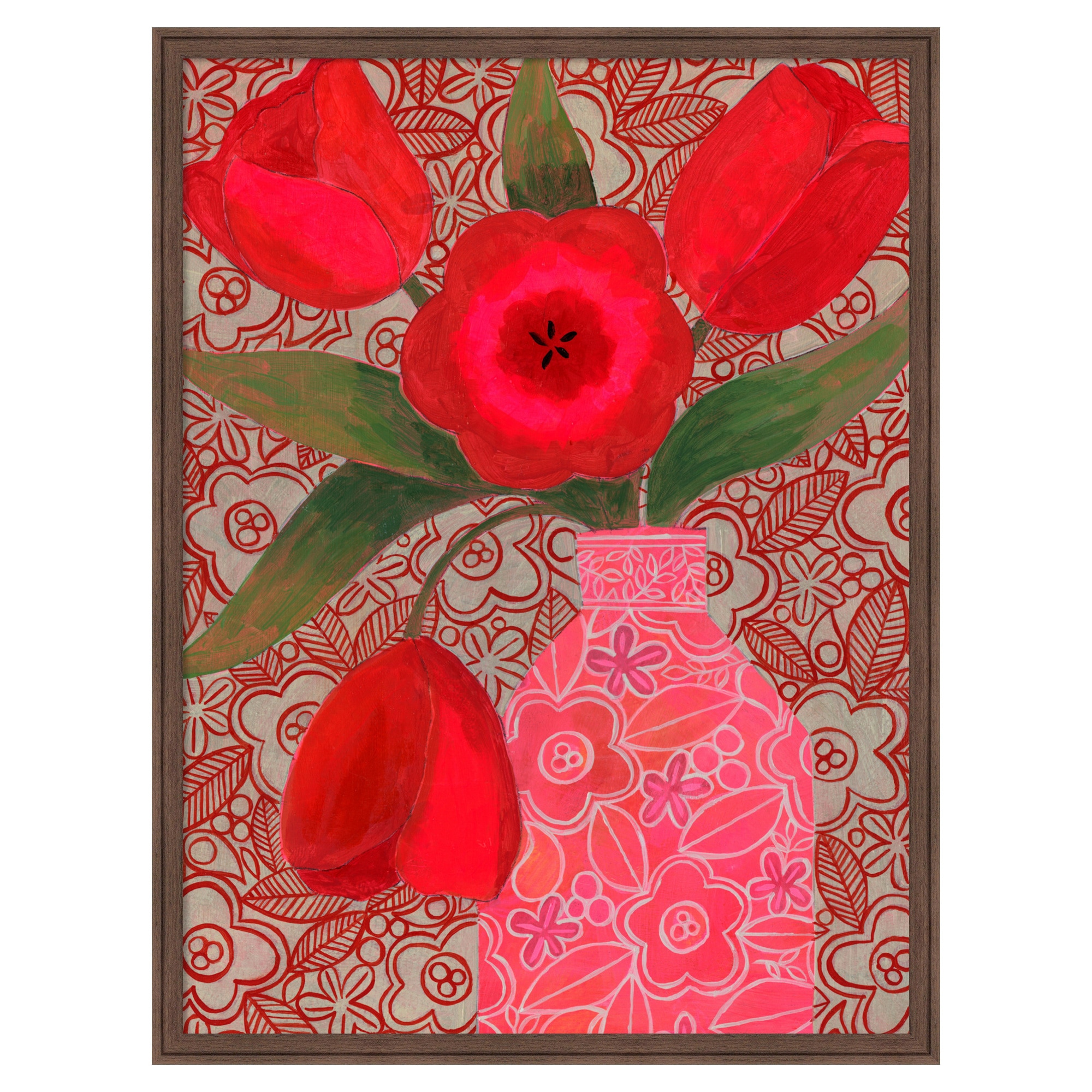 Amanti Art Red Tulips by Susan Black Framed Mounted Canvas Wall Art Print