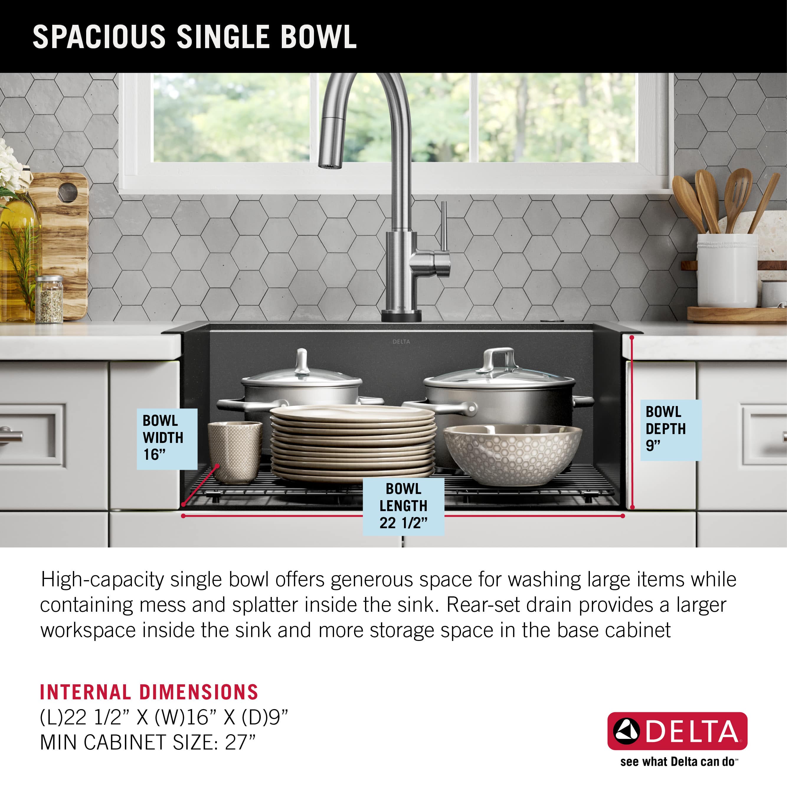 Delta Rivet Drop-In 25-in x 22-in Pvd Black Stainless Steel Single Bowl ...