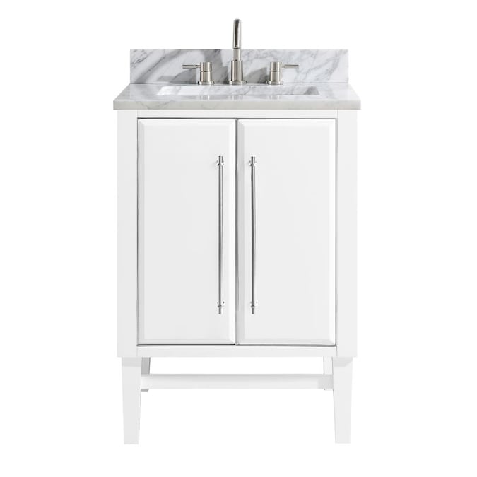 Single Sink Bathroom Vanity With, 24 Inch White Bathroom Vanity With Marble Top