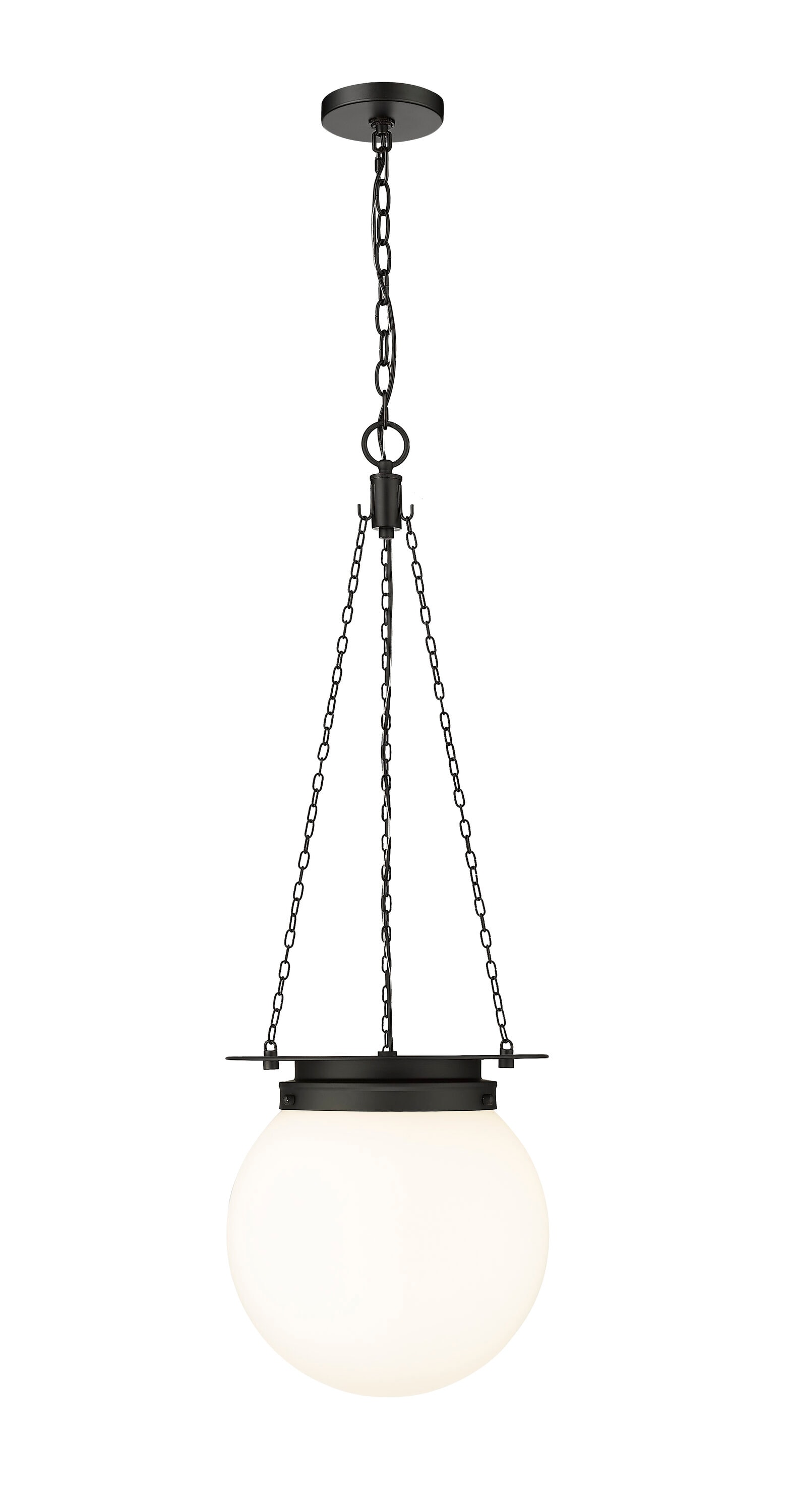Calhoun Matte Black Steel and Glass Globe Pendant Light