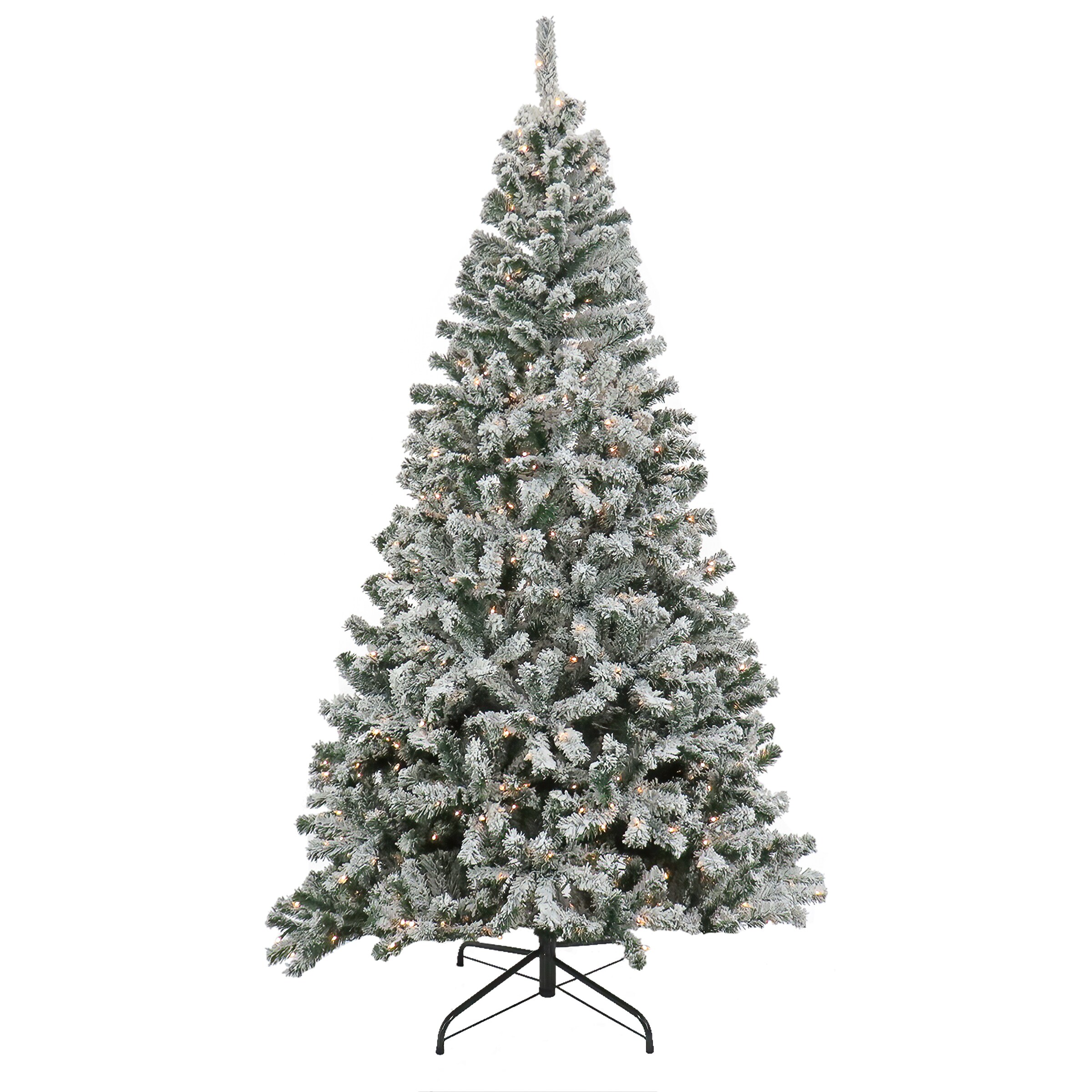 National Tree Company BNS55-307-75 7.5-ft Spruce Pre-lit Flocked Artificial Christmas Tree with Incandescent Lights