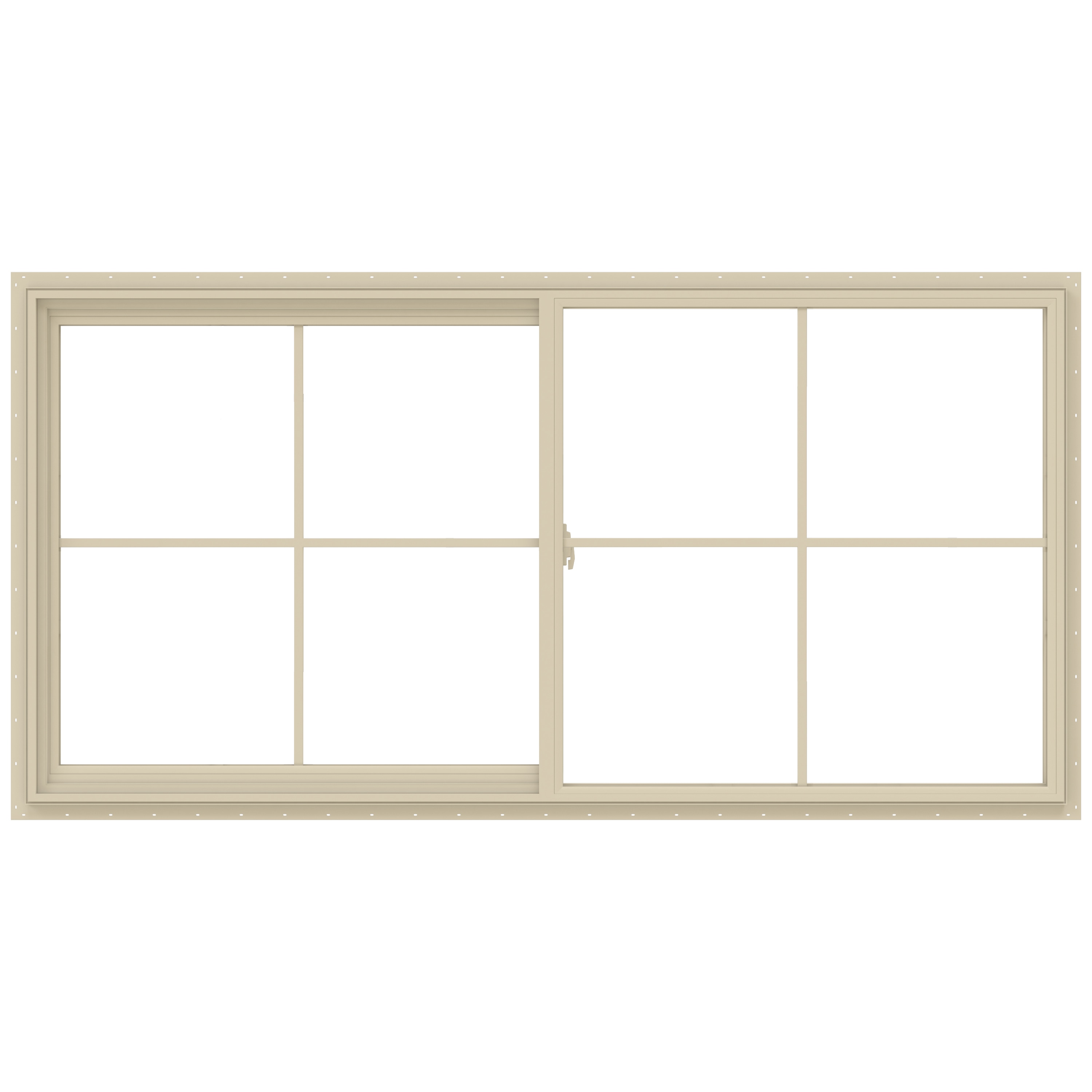JELD-WEN LOWOLJW138500697 V-2500 47-1/2-in x 23-1/2-in Almond Exterior Almond Interior Left-Handed Vinyl Sliding Window Annealed Glass with Grids (Full Screen Included)