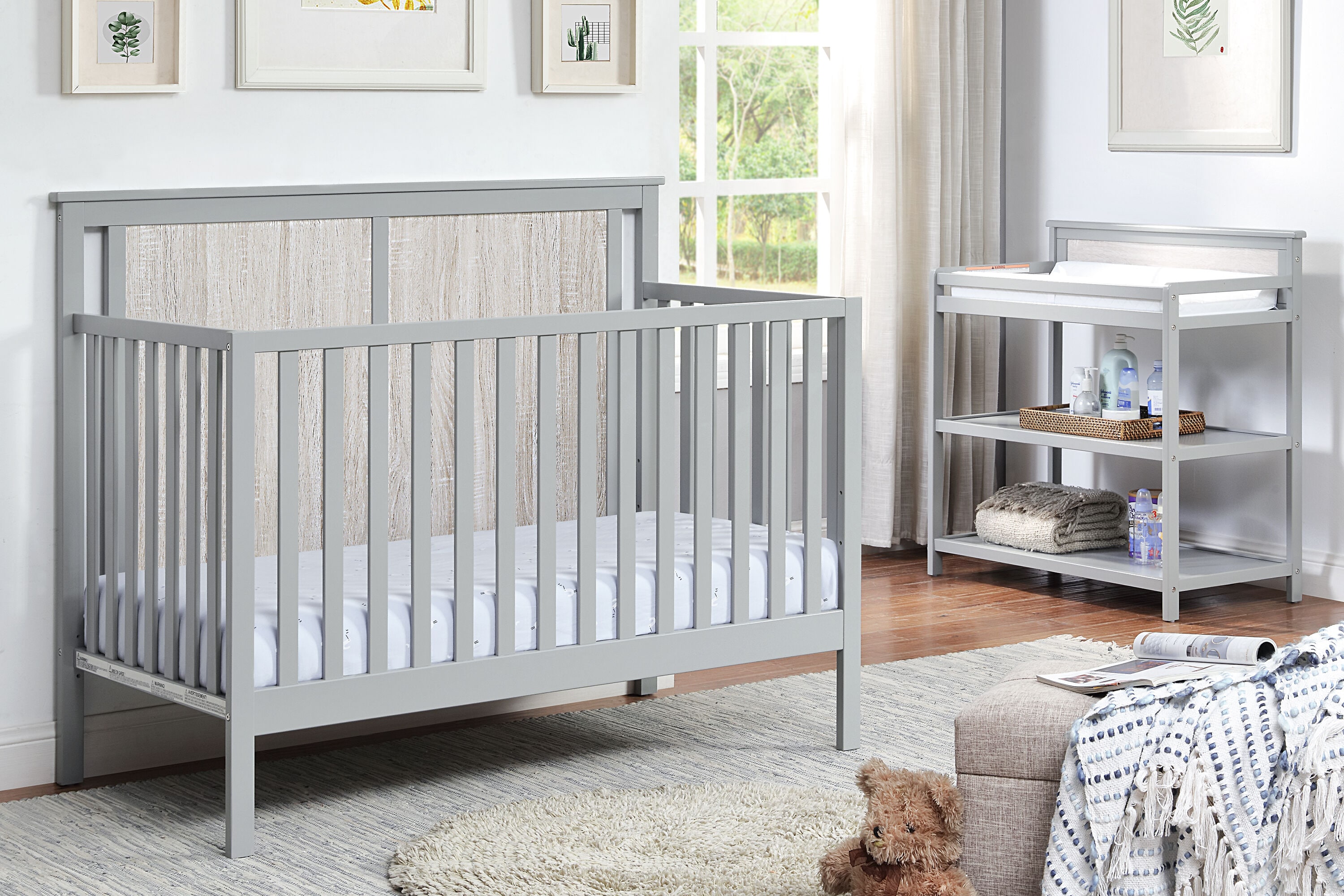 LOVMOR SF-WO-B022P204865 Connelly Convertible Crib Gray Rockport Gray