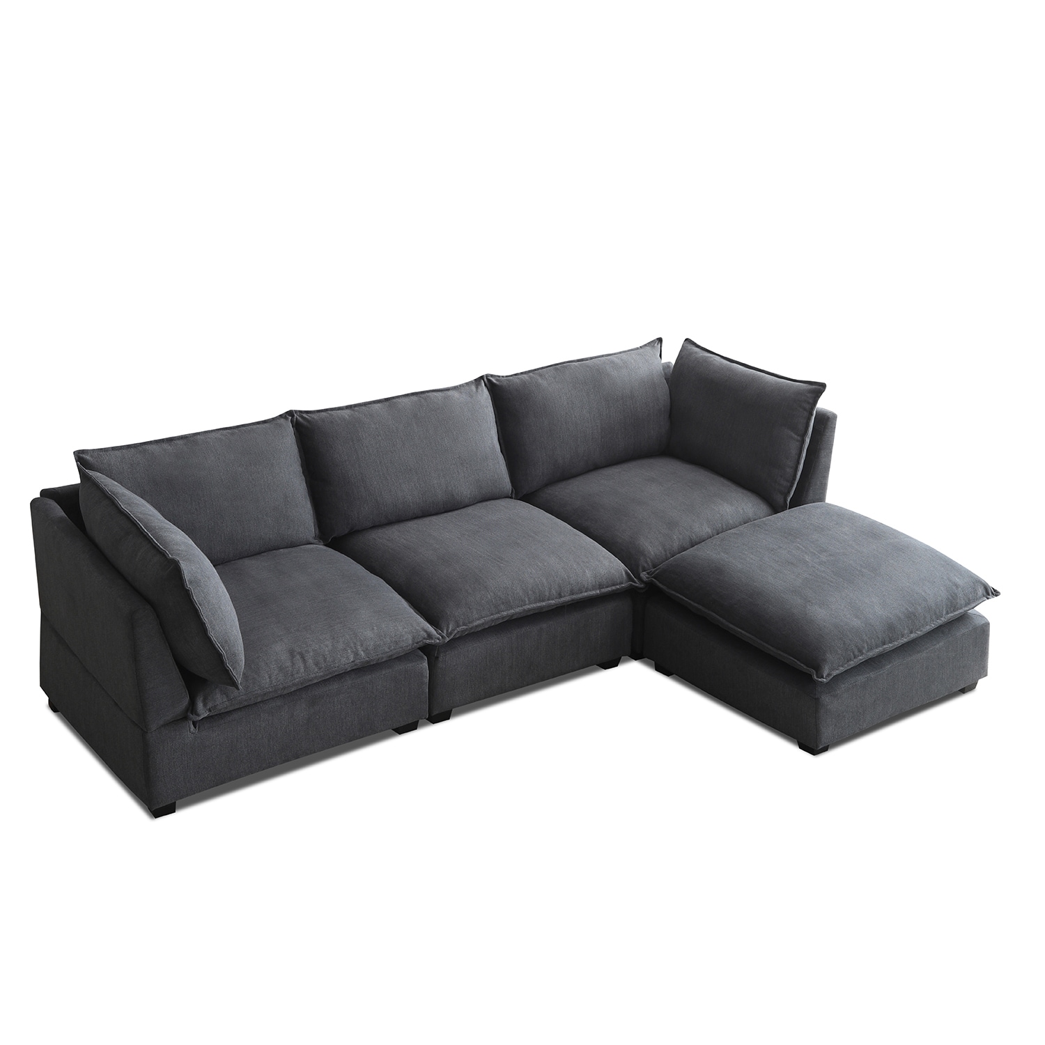 Bybafun YB9200027 99.3-Inches Modern Gray Linen Reclining Sectional