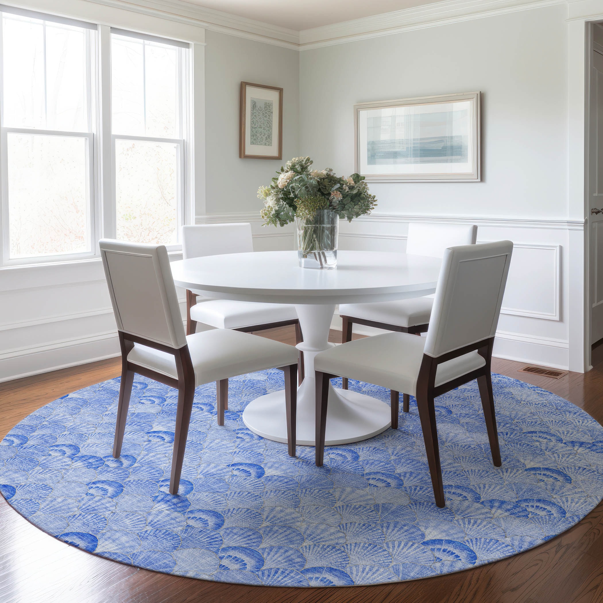 Addison Rugs AMF181BL8RO Mayfield AMF181BL 8 x 8 (ft) Loomed Polyester Blue Round Indoor Geometric Machine washable Area rug