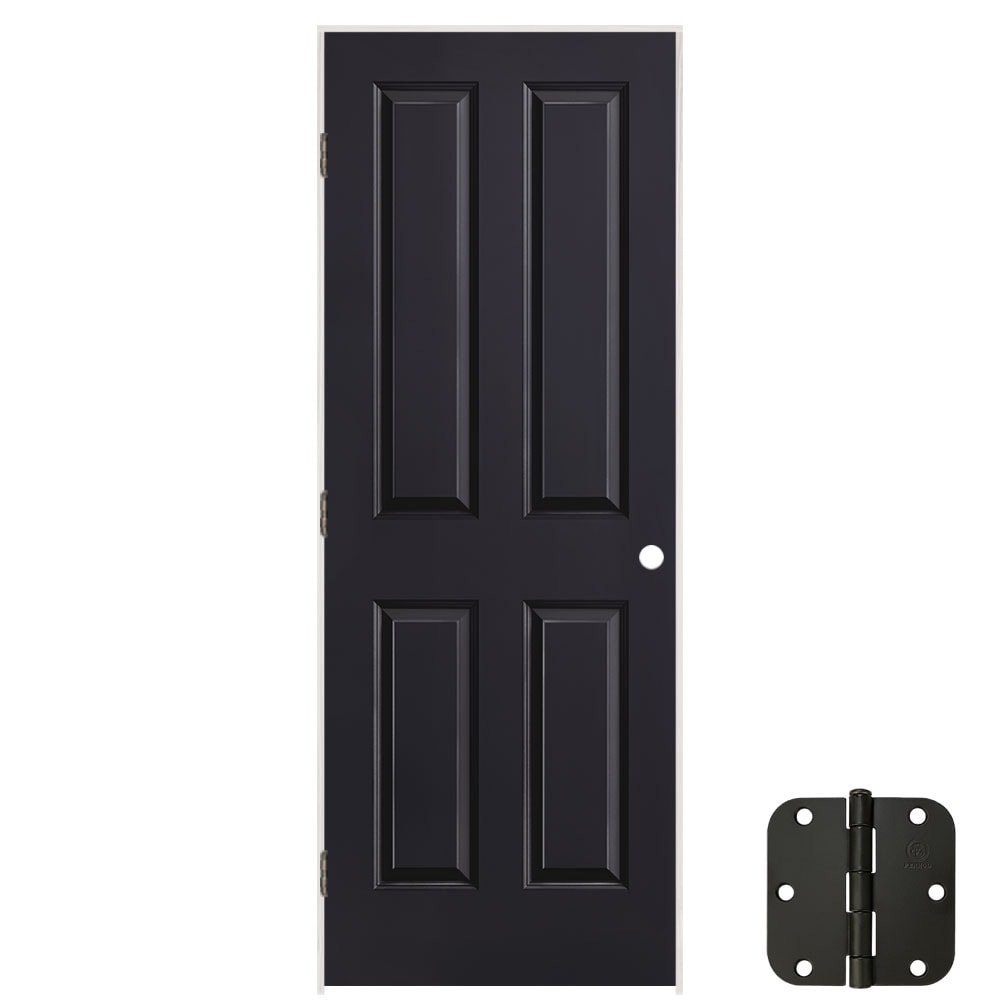 Masonite 627202 24-in x 80-in Midnight Solid core 4 panel square Right hand Smooth Prefinished Molded composite Flat Jamb Single Prehung Interior Door