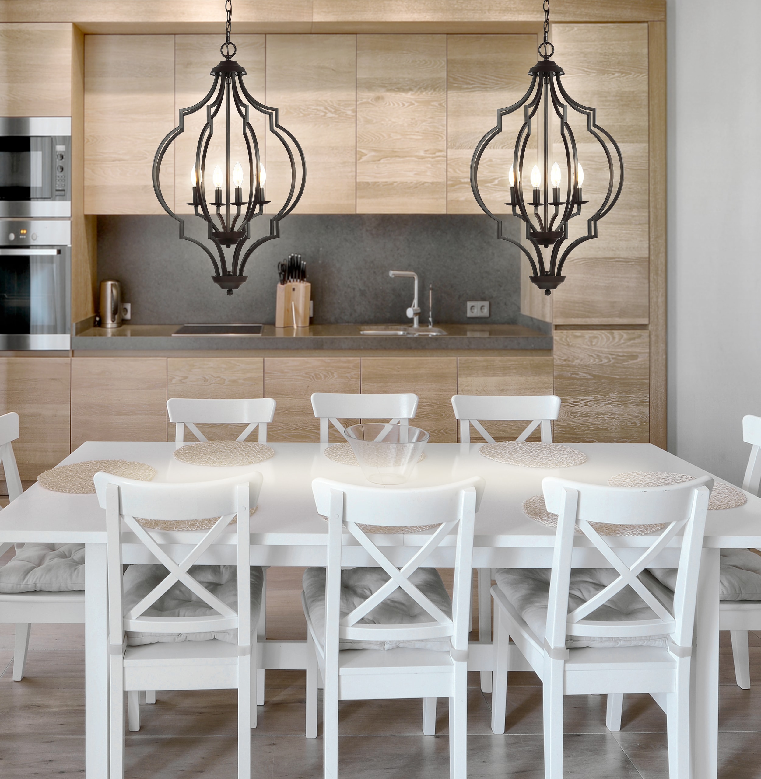 Selema 19" Oil-Rubbed Bronze Geometric LED Pendant with Adjustable Chain