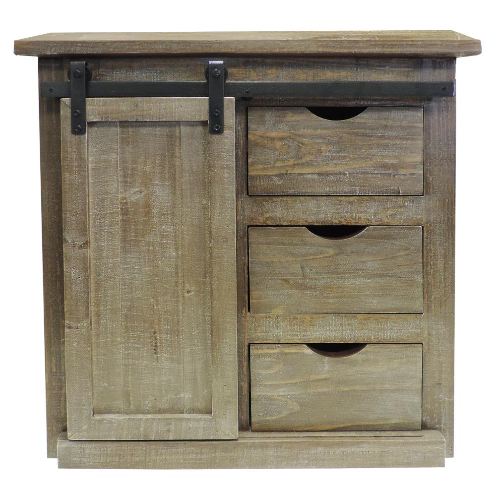 Benzara 3 Drawer Wooden Accent Chest, Storage Dresser With Doors