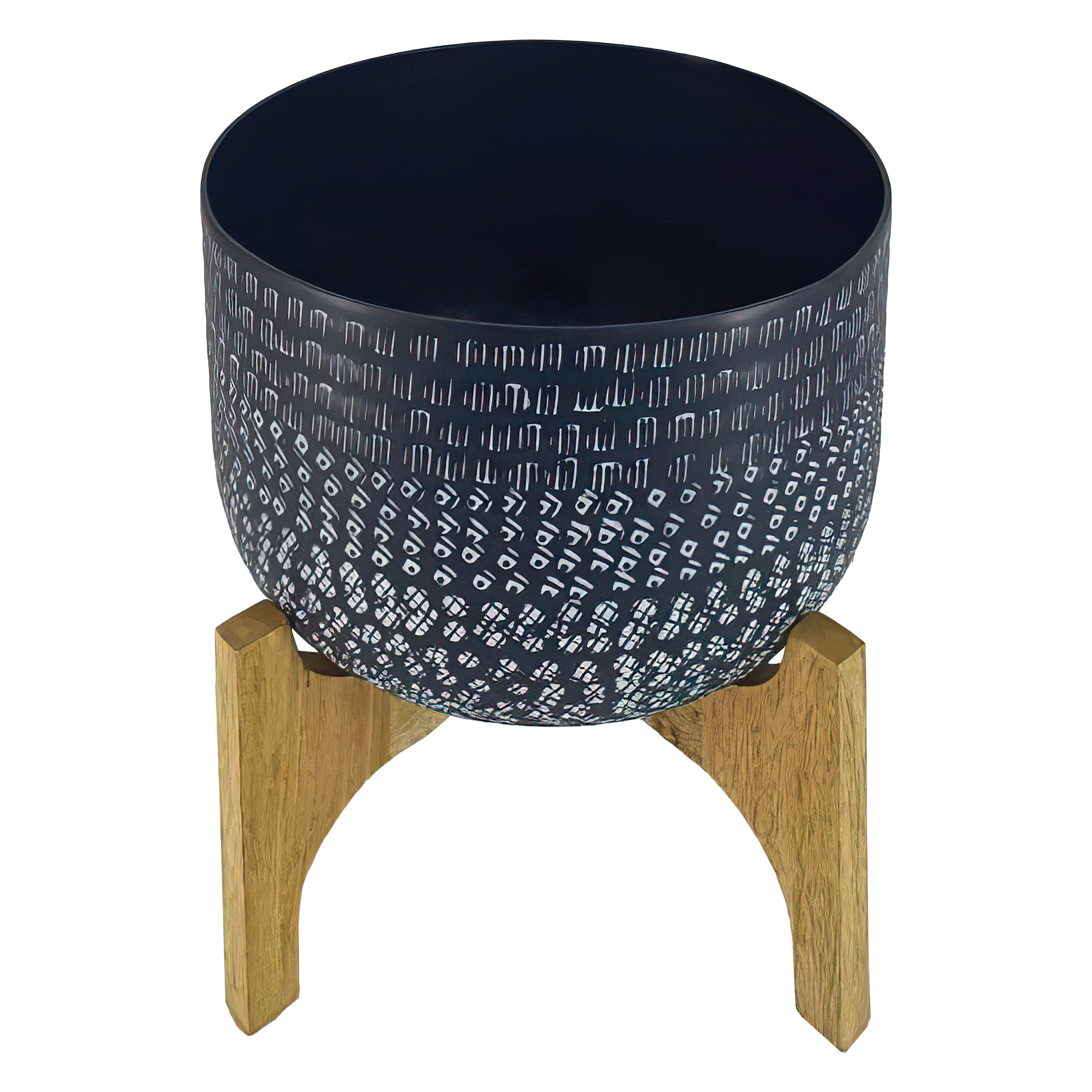 Kahomvis BENZ-QPB0-797 Round 11.0-in W x 12-in H x 11-in D Blue Metal Indoor/Outdoor Planter