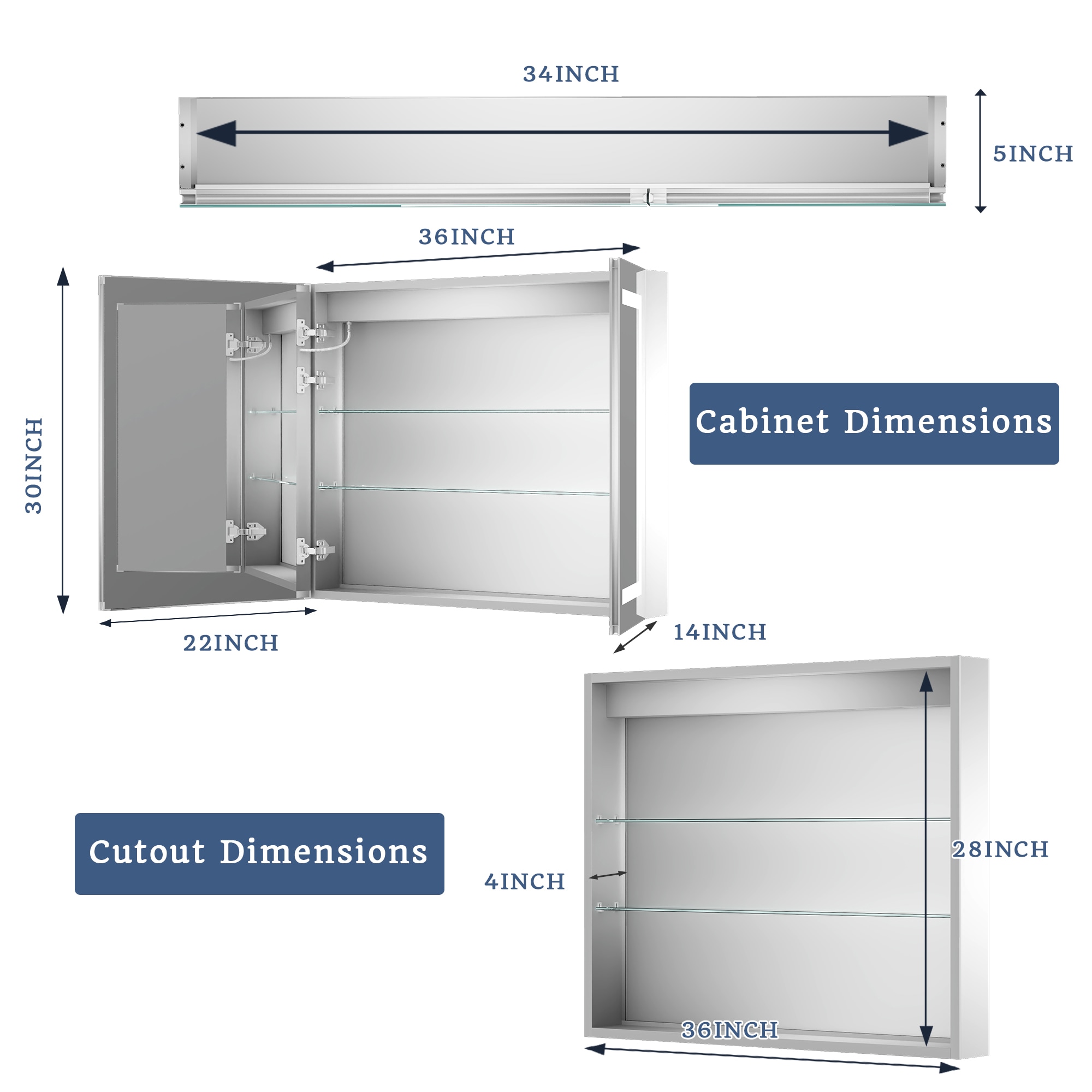 ExBrite EXMC3624V17DB Bathroom-Medicine-Cabinets - View #2