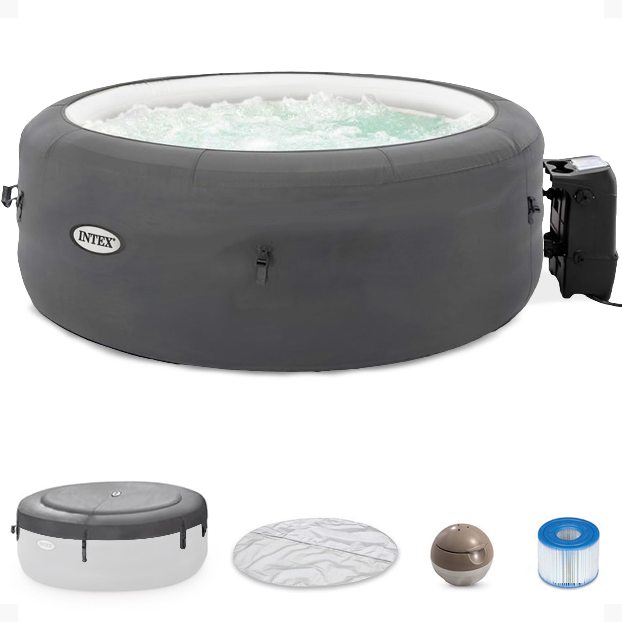 Intex 318091 PureSpa 100 Jet 4 -Person Inflatable Round Hot Tub (Cover Included)