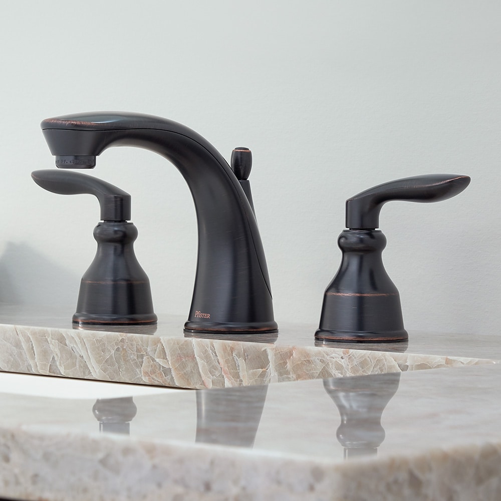 Pfister LG49-CB1Y Avalon Tuscan Bronze Widespread 2-handle WaterSense Mid-arc Residential Handle Bathroom Sink Faucet with Drain