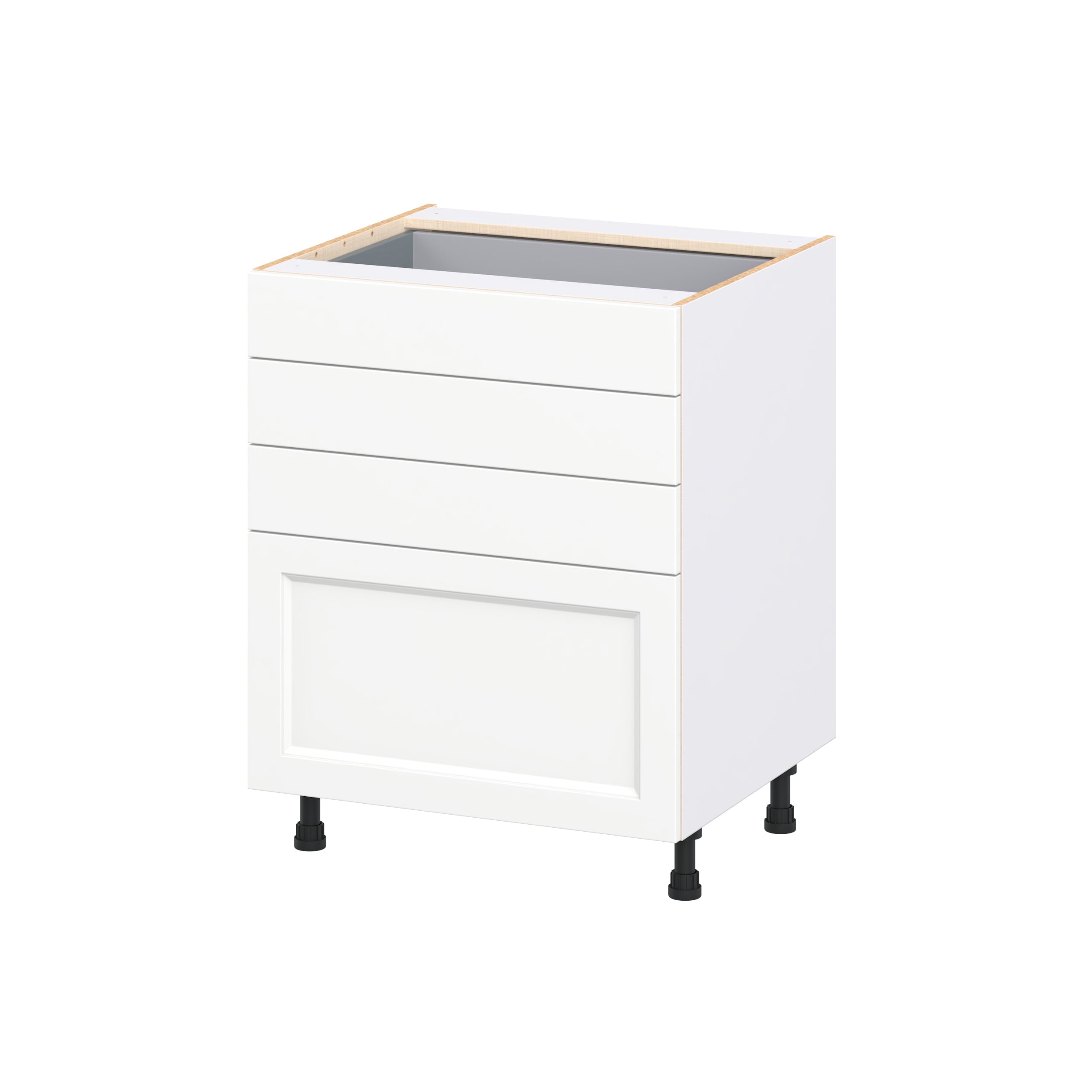 Hugo&Borg DSB4D27-RI Riviera 27-in W x 34.5-in H x 24.5-in D Bright White 4 -Drawers Drawer Base Fully assembled Cabinet Recessed Panel Shaker