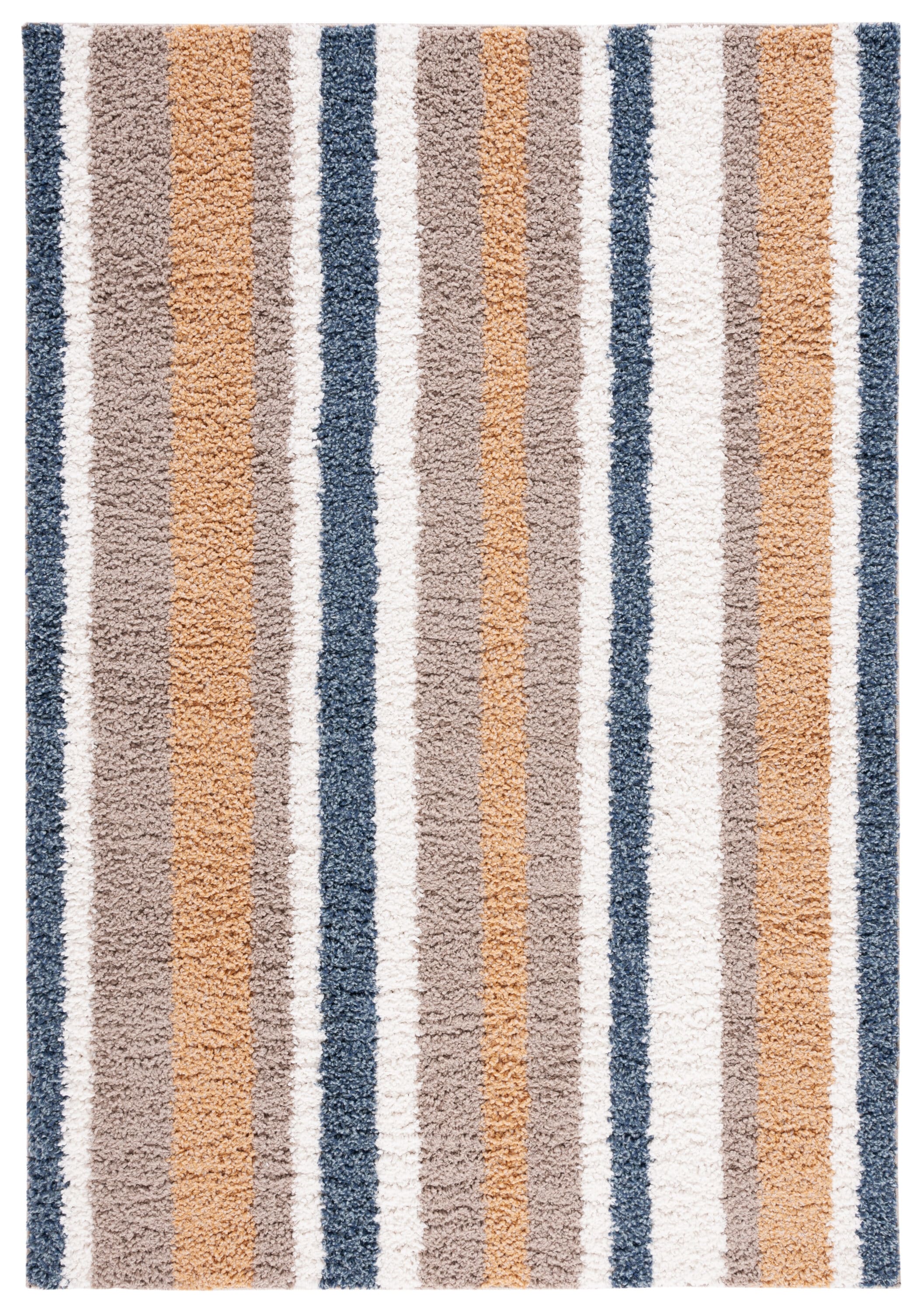 Ivory Geometric Shag 8' x 10' Hand-knotted Area Rug