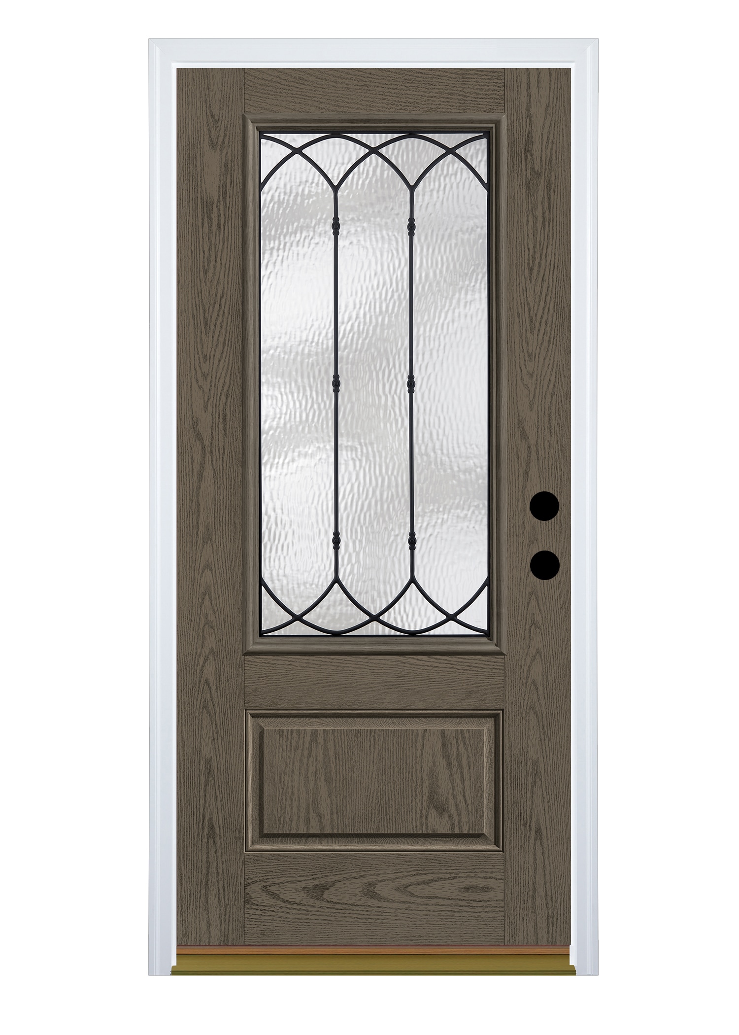 Therma-Tru Benchmark Doors TTB638596 Montebello 36-in x 80-in x 4-9/16-in Fiberglass 3/4 Lite Left-Hand Inswing Gray Ash Stained Prehung Front Door with Brickmould Insulating Core