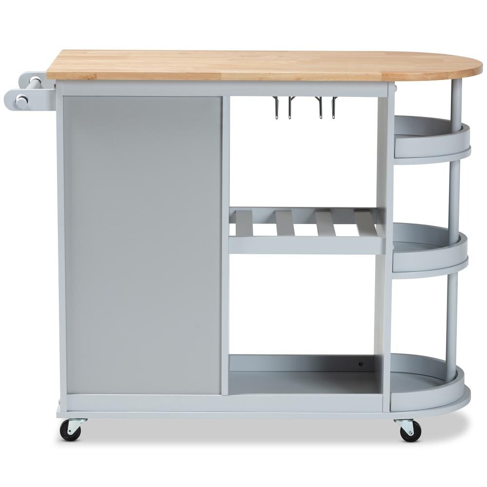 Baxton Studio Gray Wood Base with Wood Top Rolling Kitchen Cart