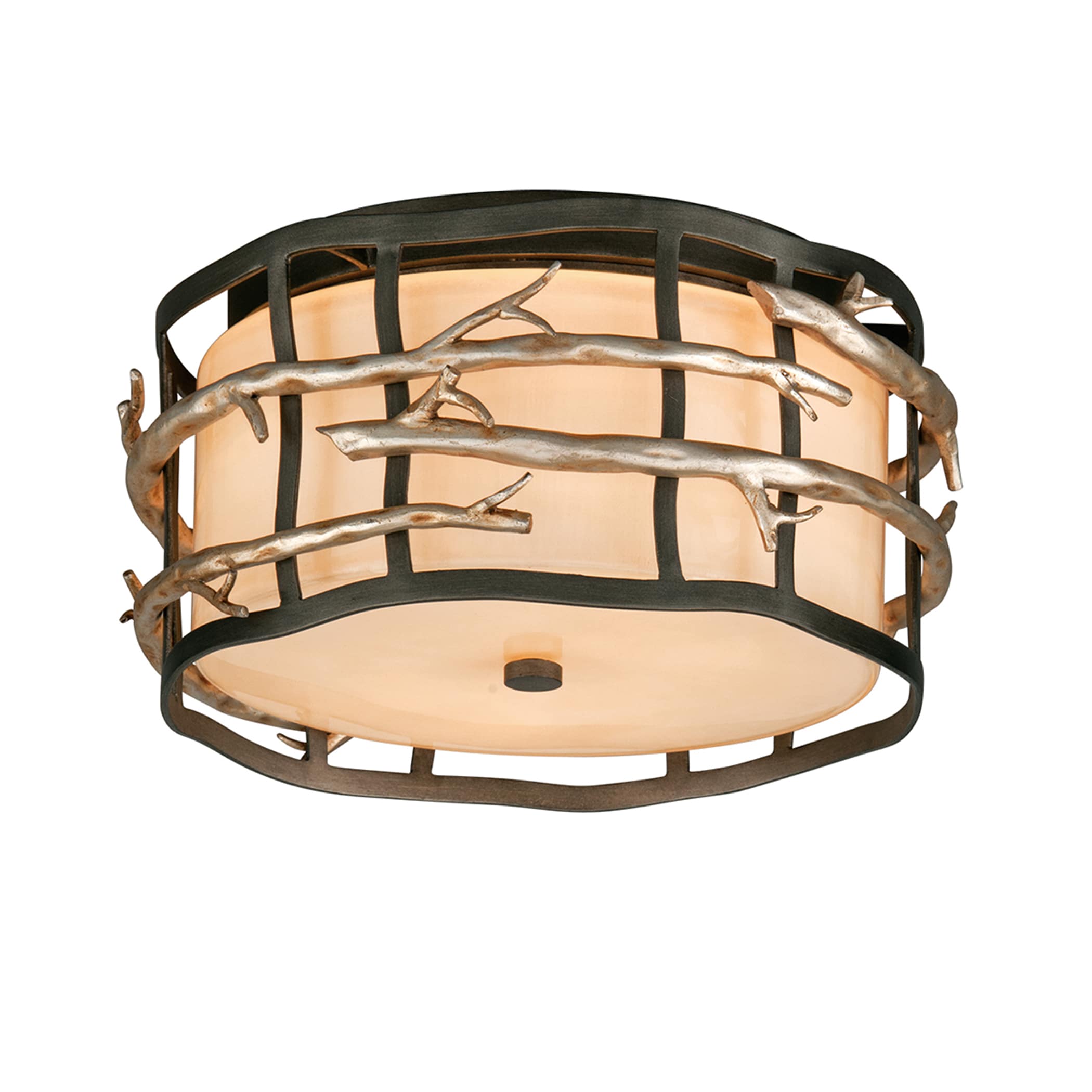 Troy Lighting C2880 Adirondack 2-Light Graphite and Silver Leaf Flush Mount Light