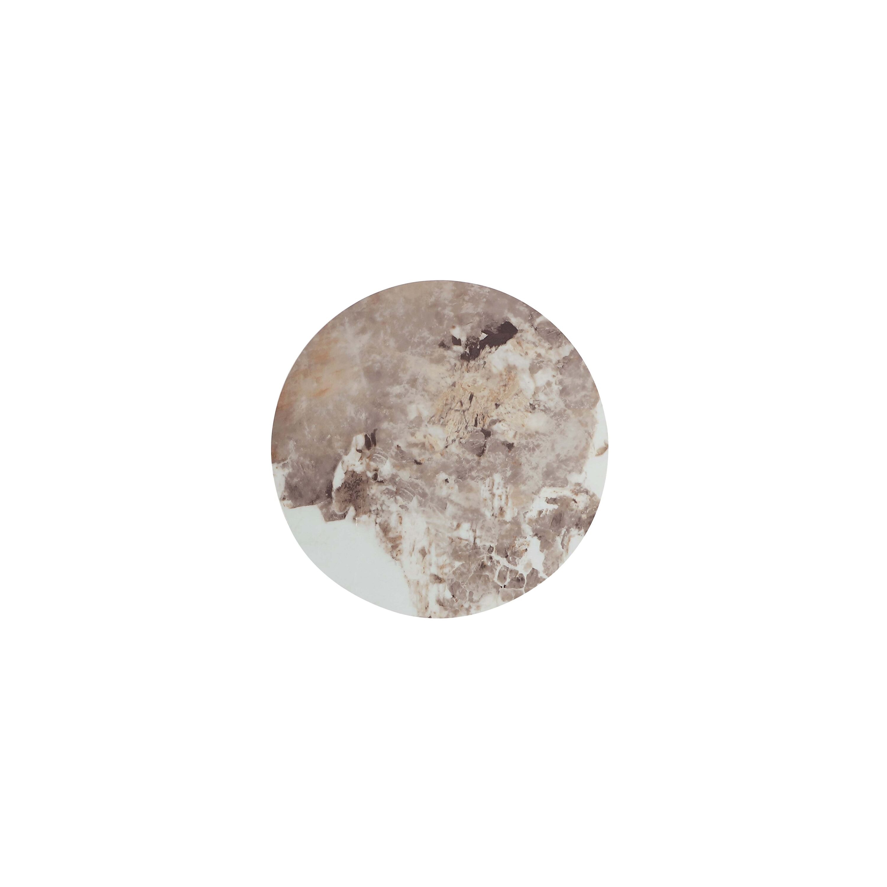 Modern Round Stone and Metal Accent Table