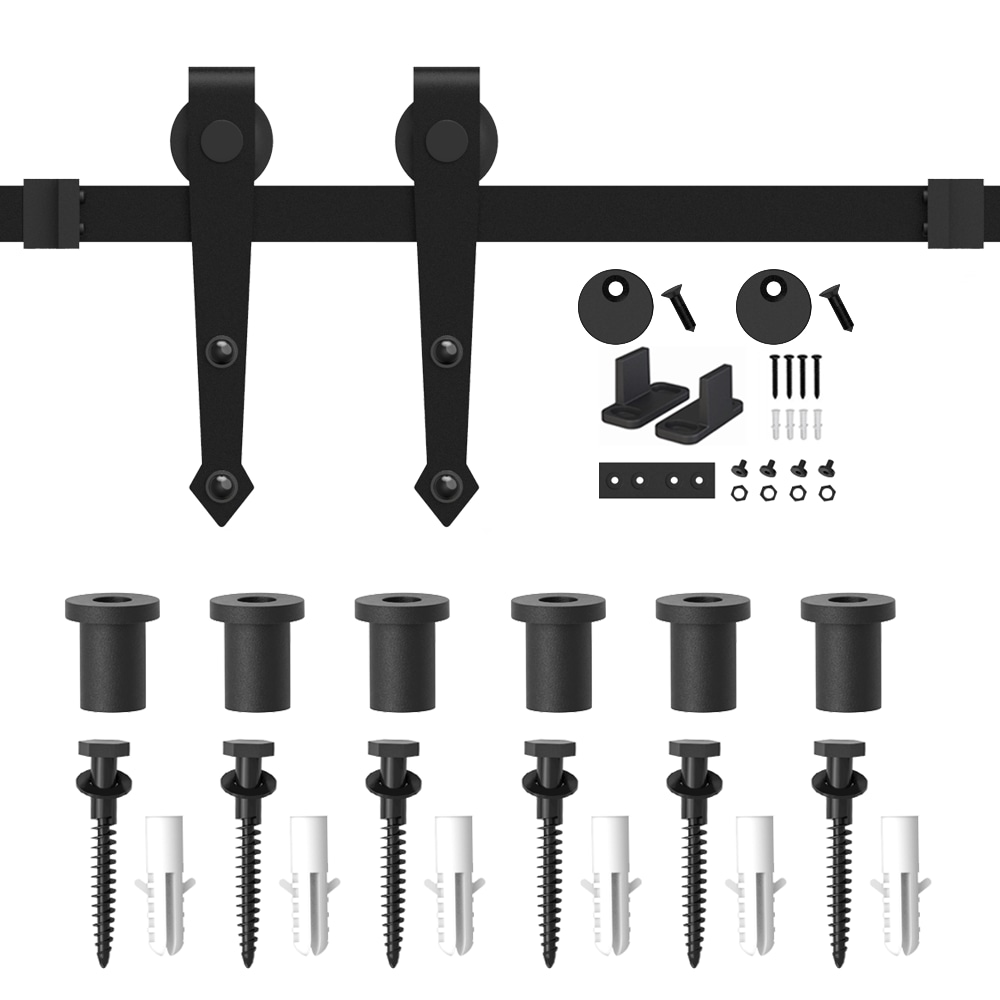 WINSOON GCM3957 108-in Matte Matte Black Indoor Arrow Single Barn door hardware kit