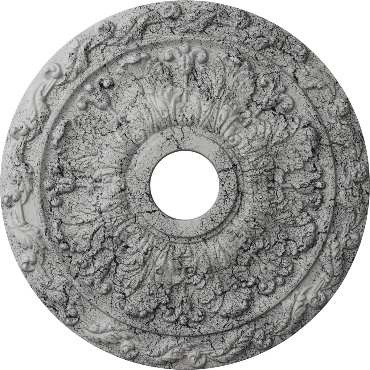 Ekena Millwork CM19SPUWC Spring Leaf 19.875-in W x 19.875-in L Painted Ultra Pure White Crackle Polyurethane Whole Ceiling Medallion