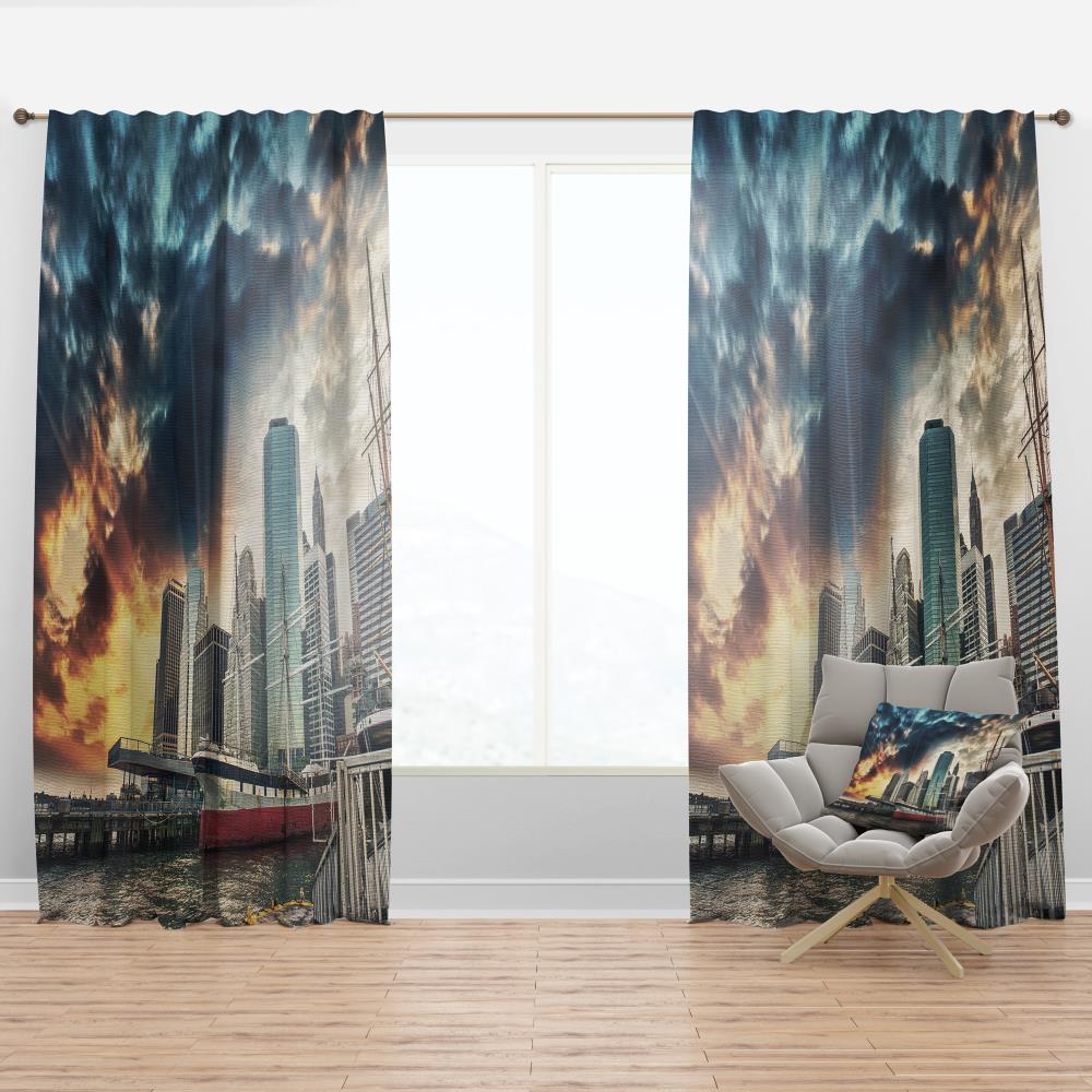Designart CTN8288-52-63 63-in Blue Room Darkening Thermal Lined Rod Pocket Single Curtain Panel