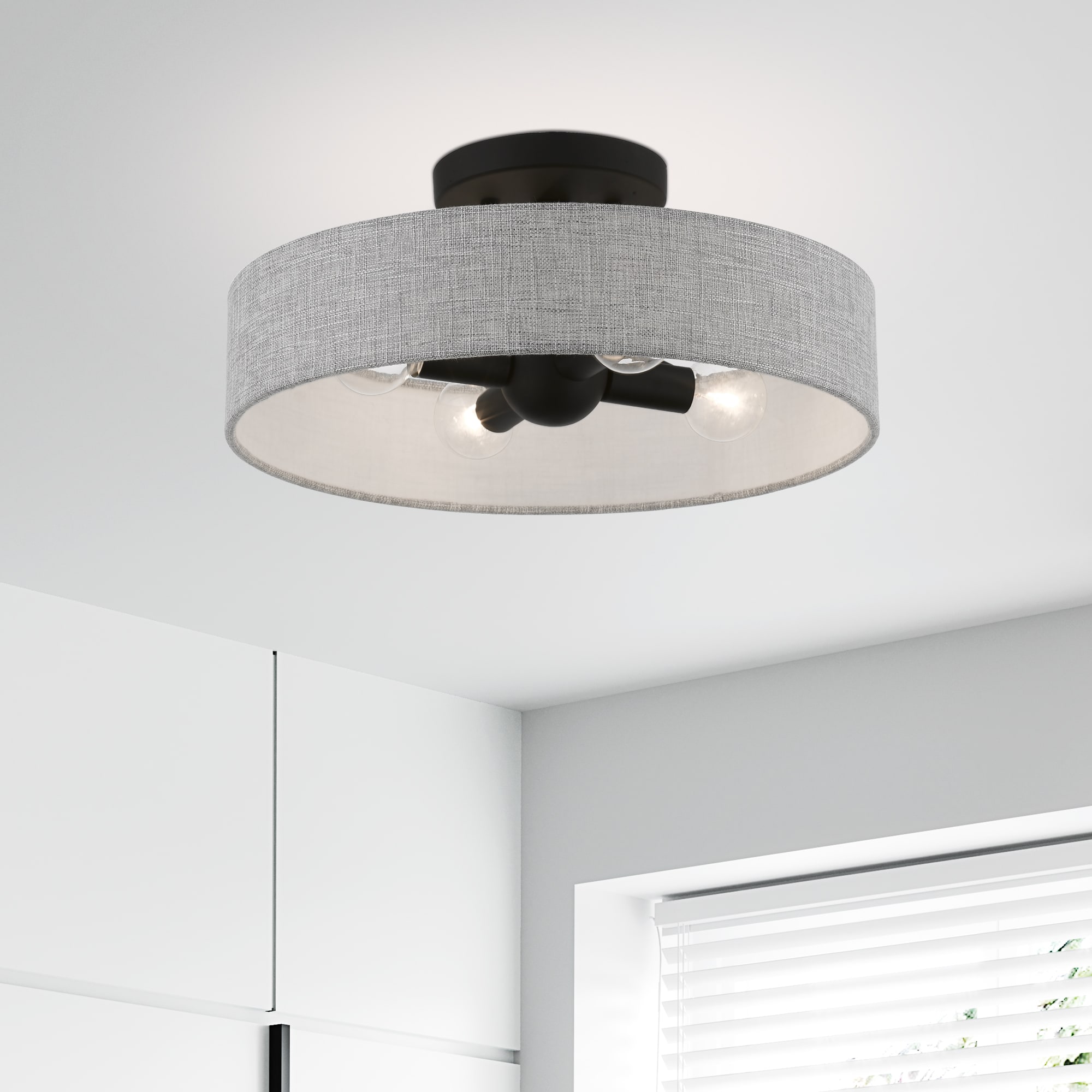 Elmhurst Black and Gray 4-Light Drum Semi-Flush Mount