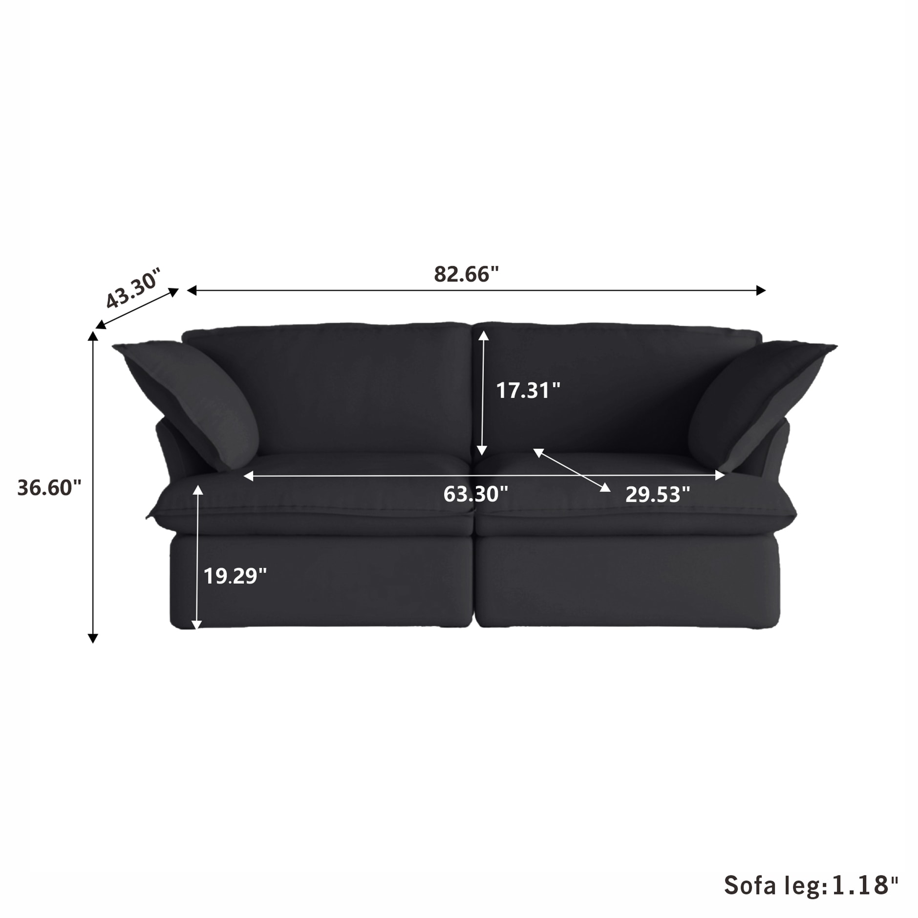 BuotiqHom DH-S2-120BK Sofas-Loveseats - View #7