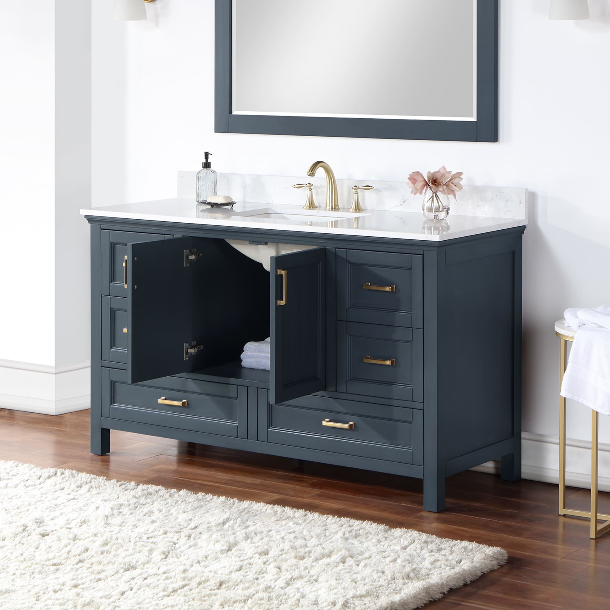 Altair Isla 60-in Classic Blue Undermount Single Sink Bathroom Vanity ...