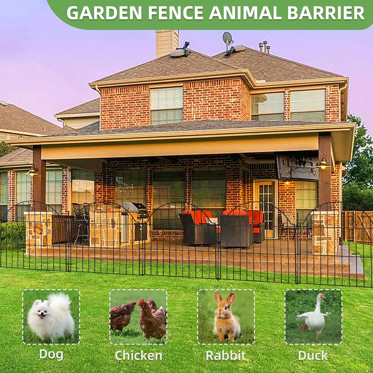 Etokfoks 24 in Metal Decorative Garden Fence 10 Panels 11 Stakes No Dig ...