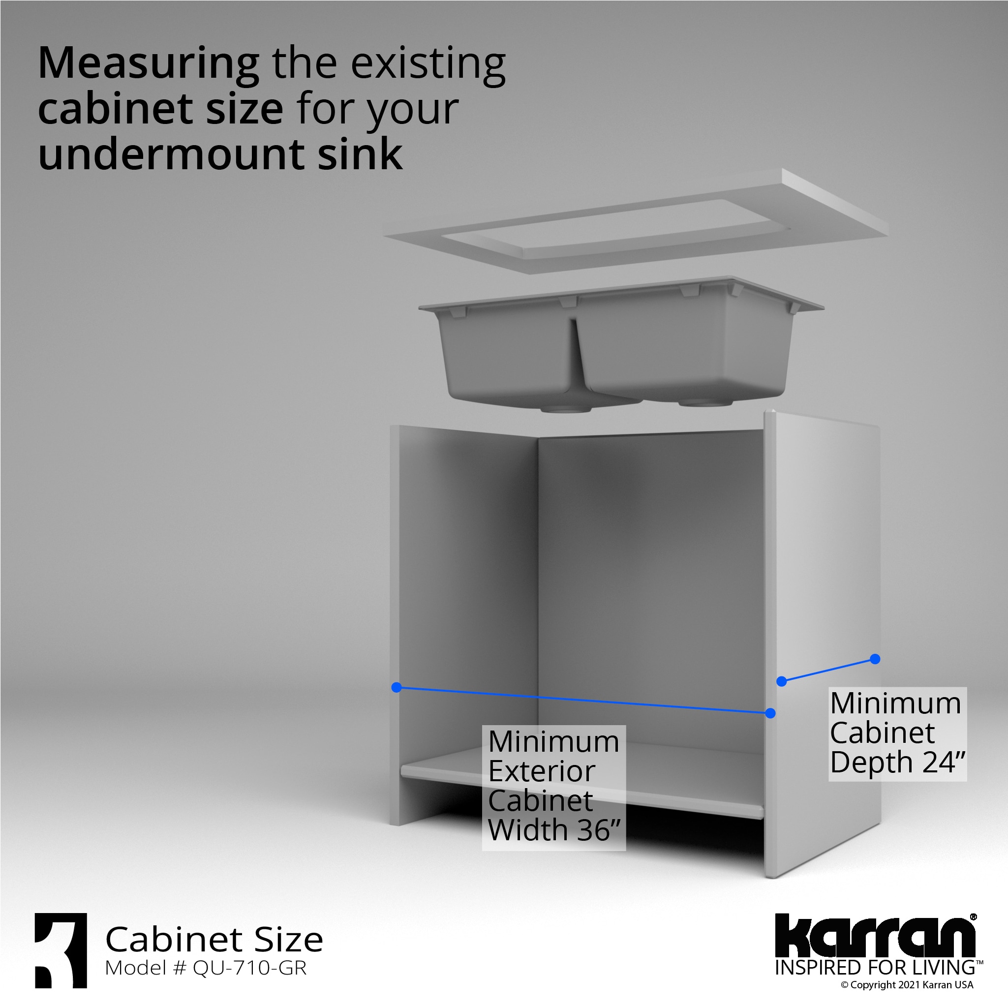 Karran Undermount 32.5-in x 19.5-in Grey Quartz Double Equal Bowl Kitchen  Sink