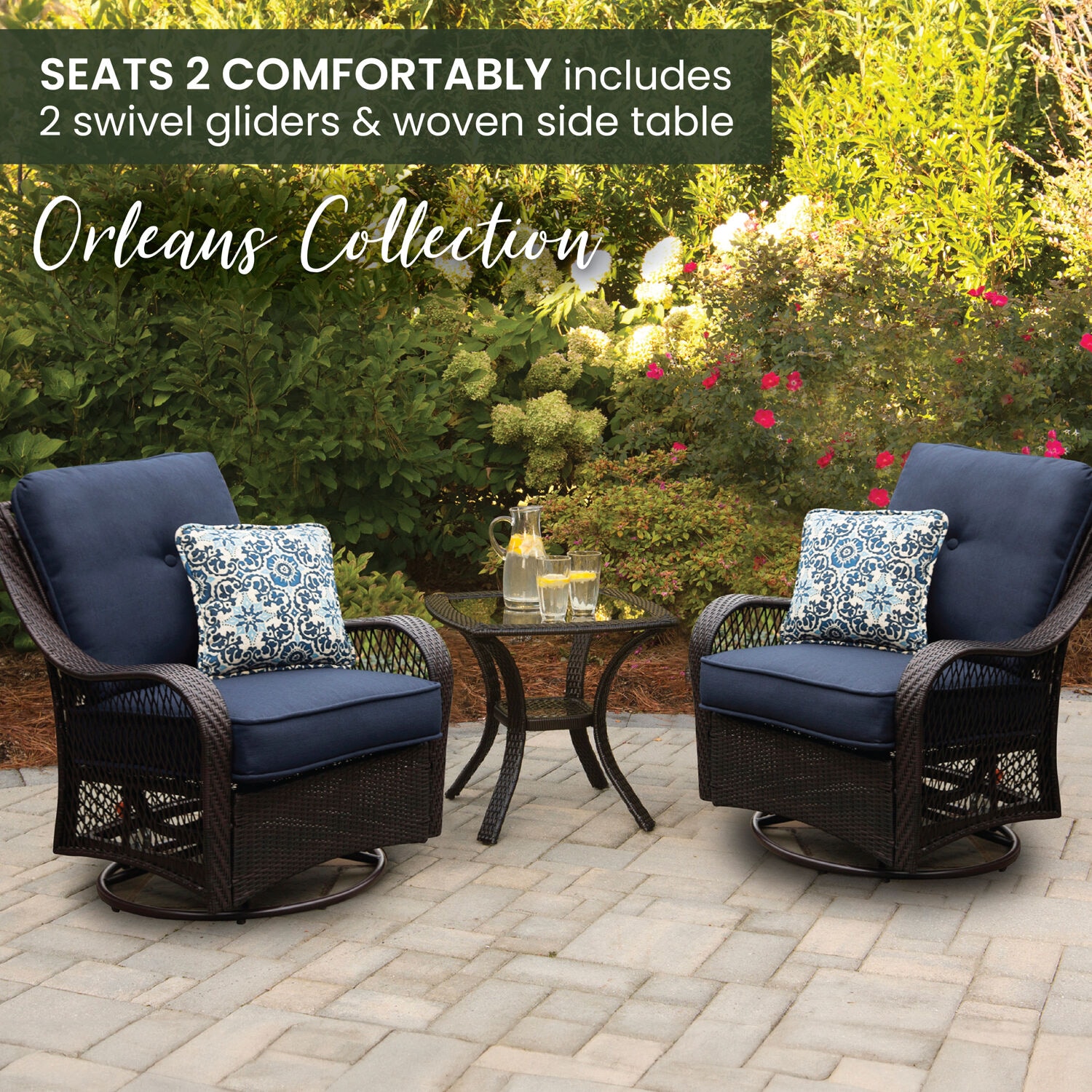 Hanover ORLEANS3PCSW-B-NVY Patio-Conversation-Sets - View #10