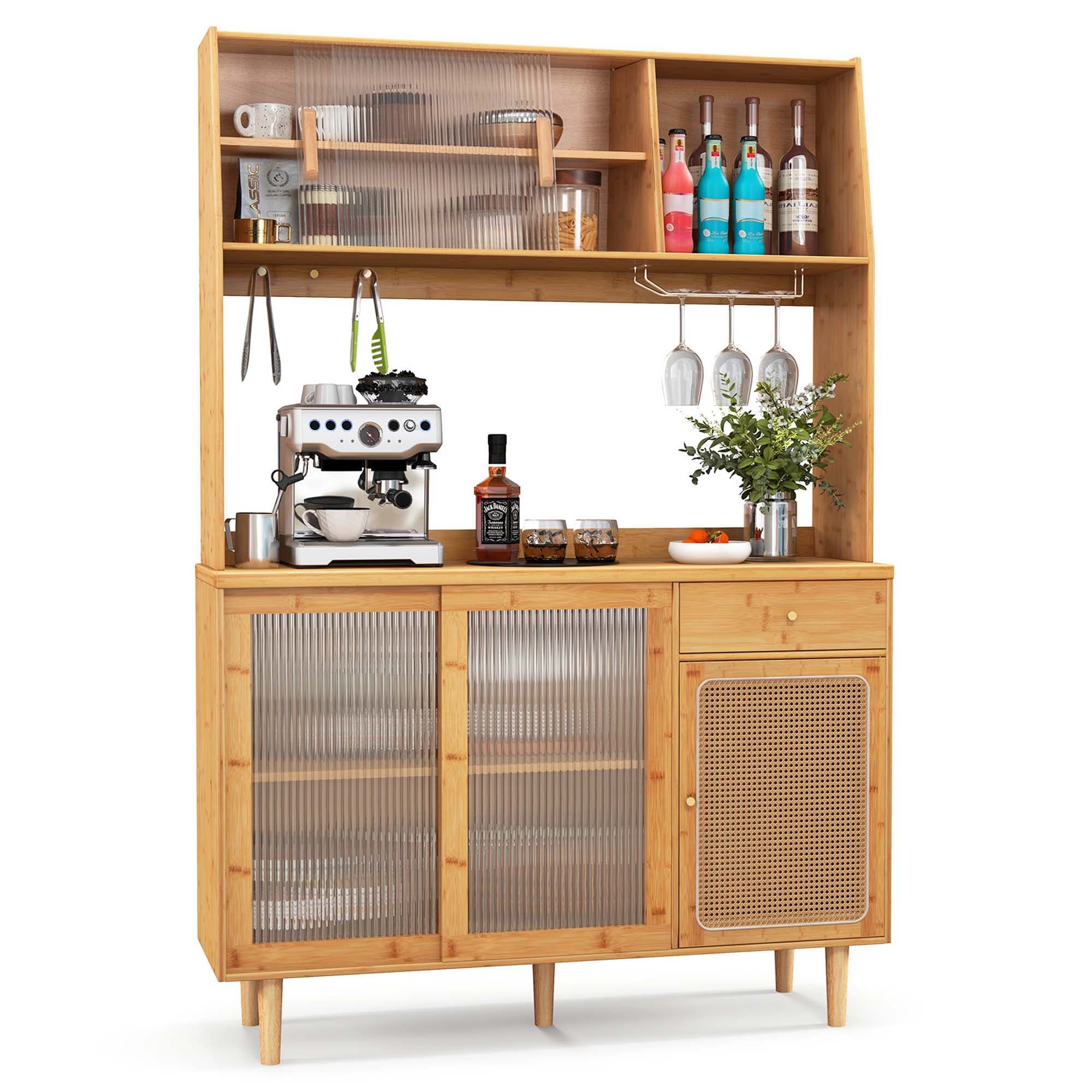 Goplus LWS00451 110 -Bottle Natural Wood Wine cabinet