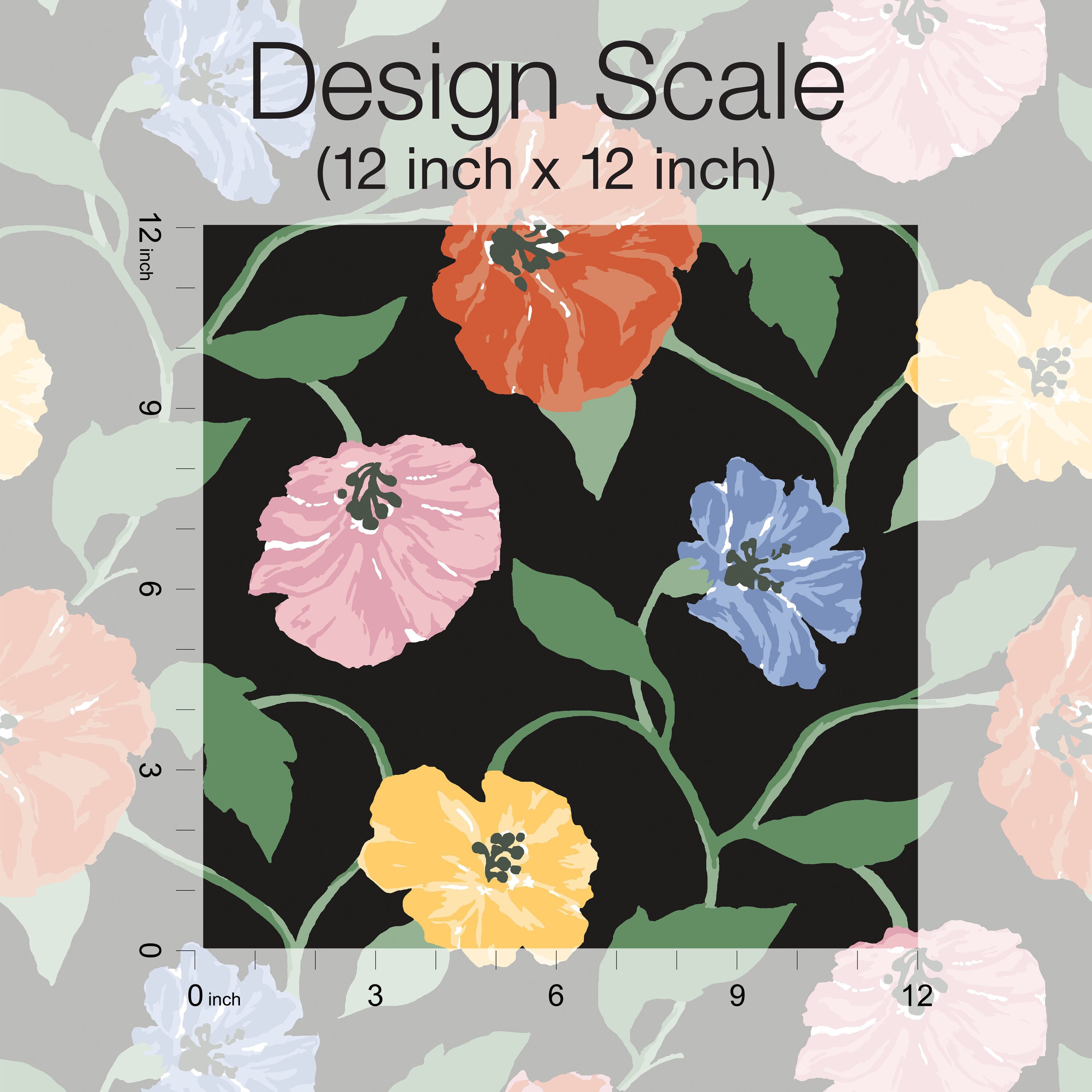 York Wallcoverings PSW1399RL Madcap Cottage 45-Sq. Feet Black Non-woven Floral Self-adhesive Peel and Stick Wallpaper