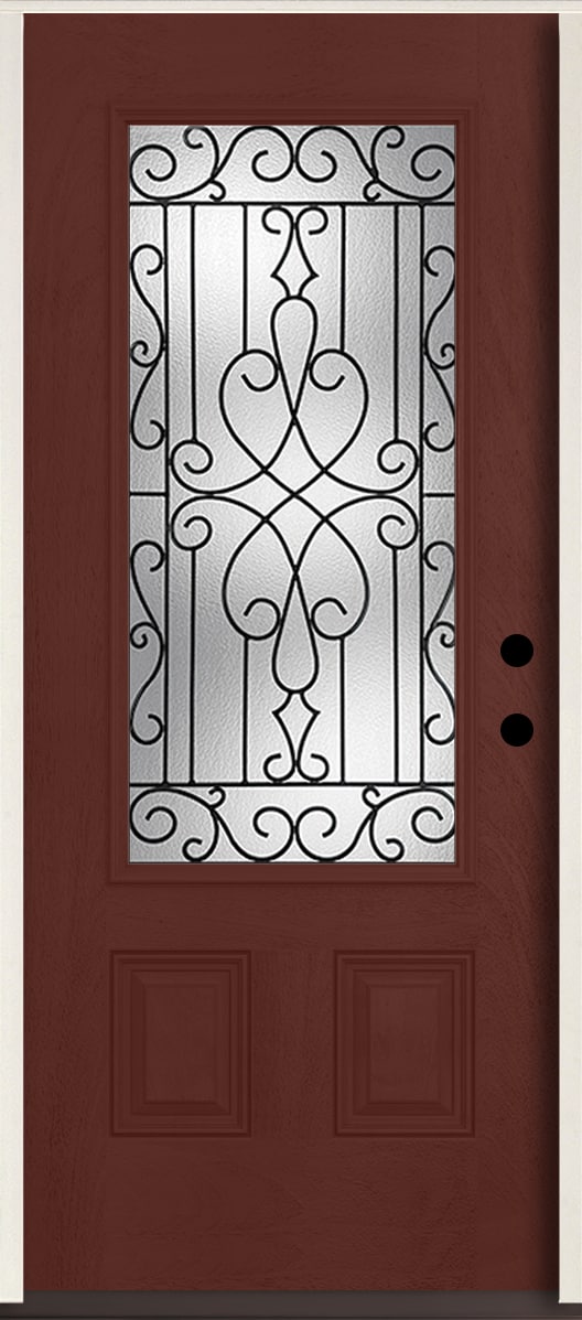 RELIABILT LO964170 Wyngate 36-in x 80-in x 4-5/8-in Fiberglass 3/4 lite Left-hand inswing Wineberry Stain Stained Prehung Front Door Insulating core