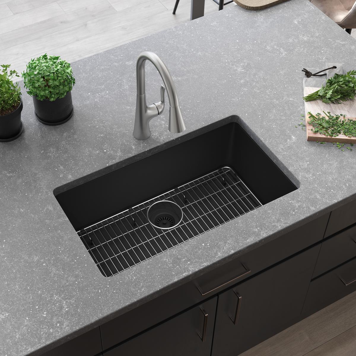 Elkay ELGRU13322MB0C Quartz Classic Undermount 33-Inches x 18.46-Inches Quartz Single bowl Kitchen Sink