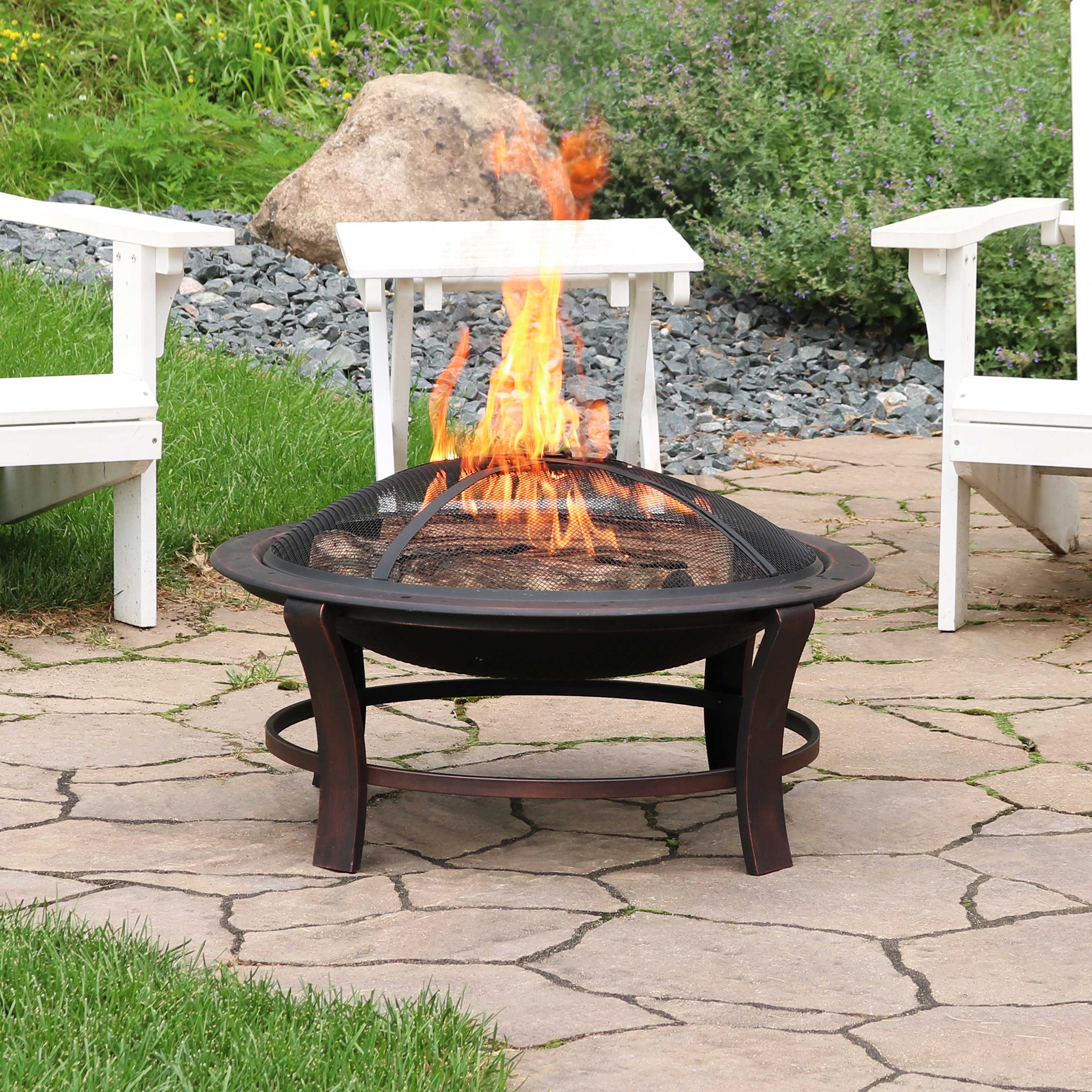 Sunnydaze Rustic Cast Iron Fire Pit Bowl - Steel 34 inch