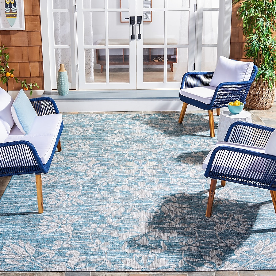 8' X 11' Aqua Damask Indoor Outdoor Area Rug 8' X 11' Aqua Damask Indoor Outdoor Area Rug