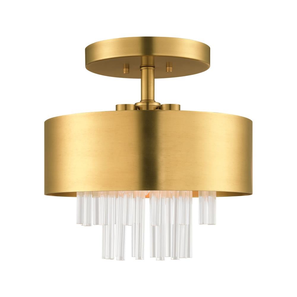 Livex Lighting 48872-08 Orenburg 3 -Light 13-in Brushed Brass Semi Flush Mount Light