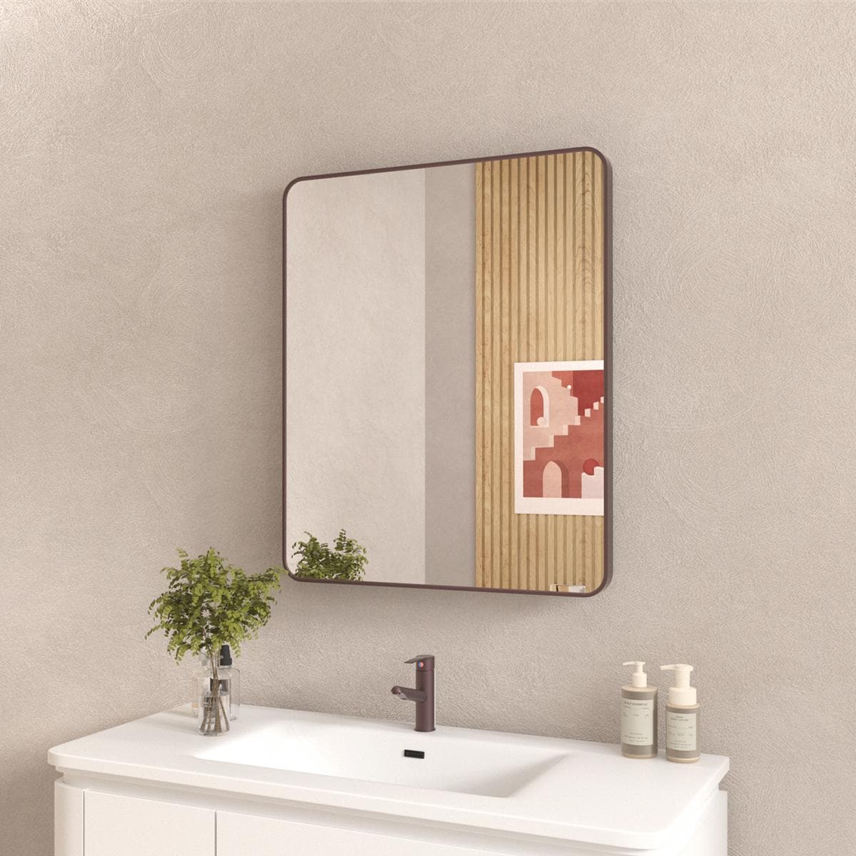 Bayfeve BF-168477-MIR Bathroom Wall Mirror 30-in x 36-in Framed Rectangle Bathroom Vanity Mirror ( Oil Rubbed Bronze )