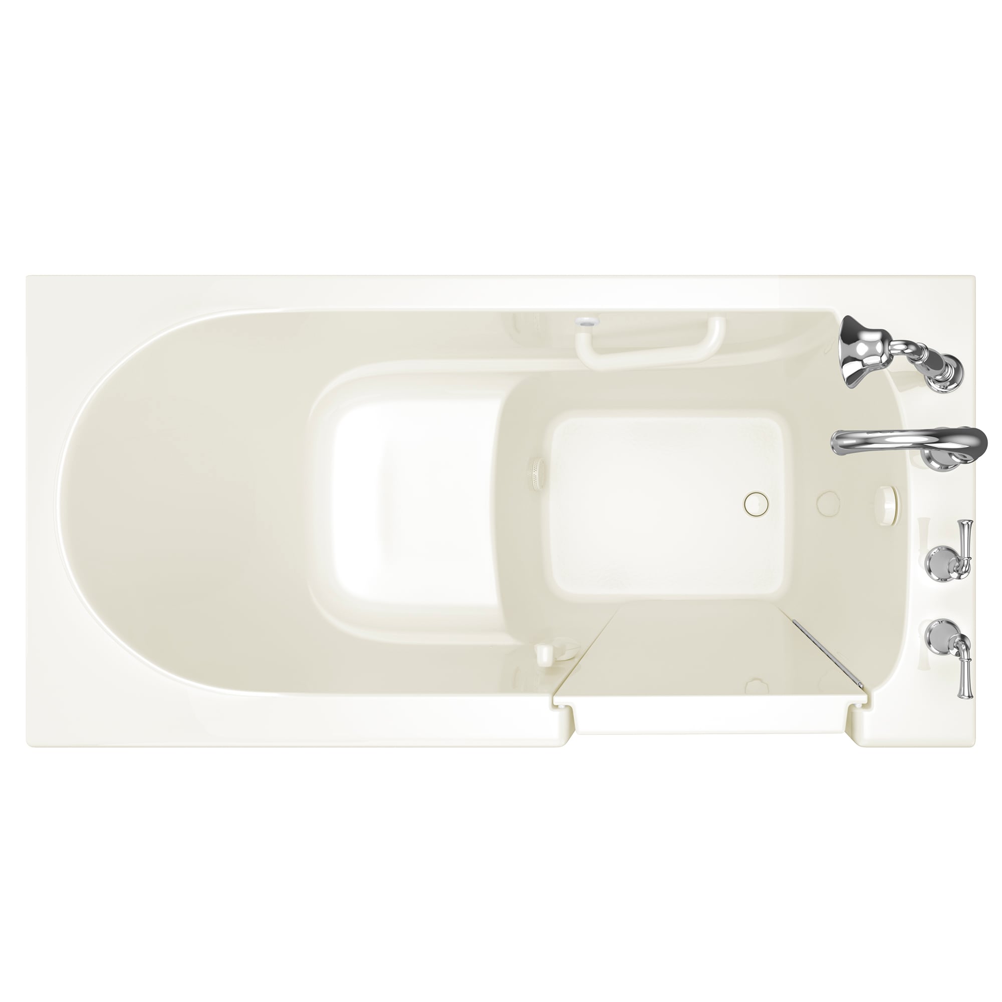 American Standard 3060.309.SRL 30.0-Inches x 59.0-Inches Linen Fiberglass Rectangular Walk-in Soaking bathtub with Faucet Hand Shower Drain ( Right Drain )