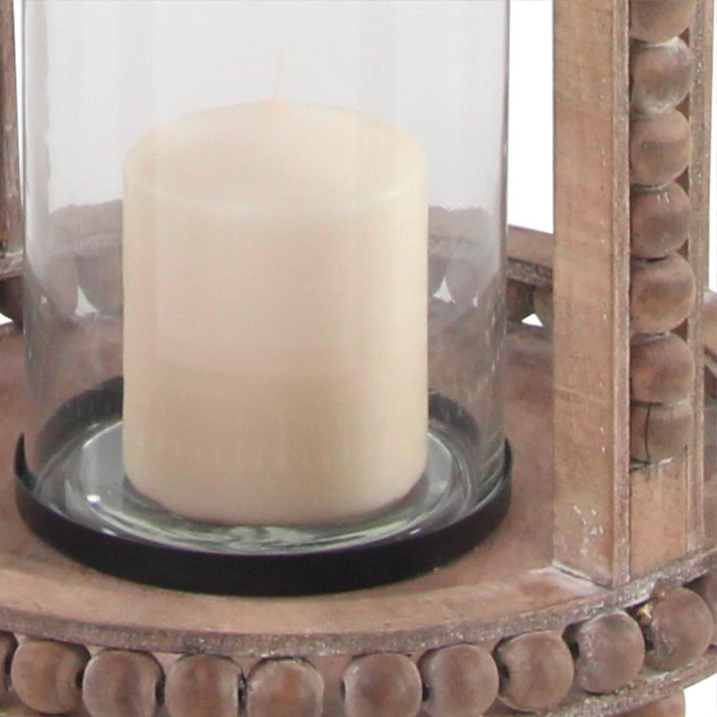 29" Brown Reclaimed Wood Hanging Candle Lantern