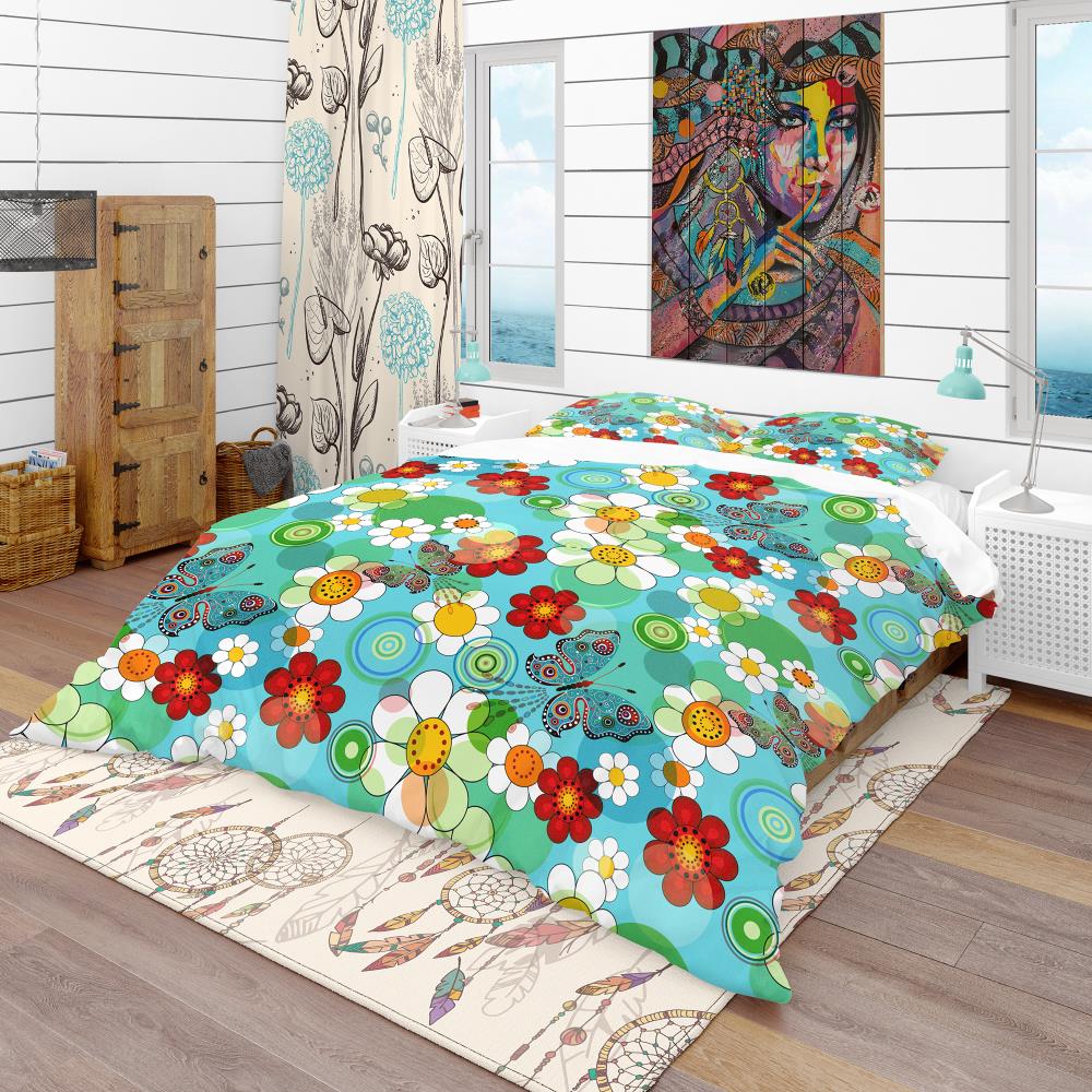 Designart BED18876-Q 3 -Piece Blue Queen Duvet cover Set